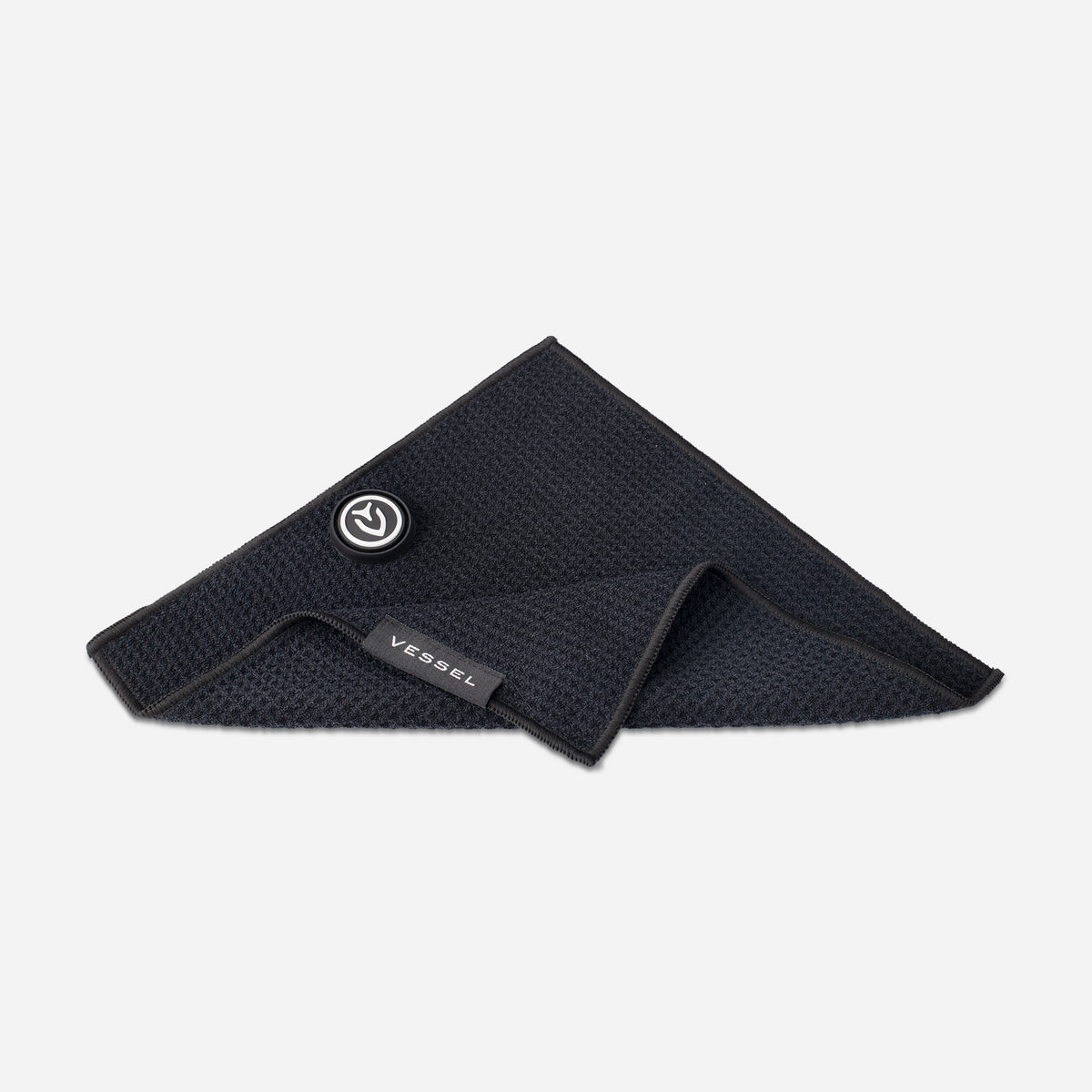 Black Magnetic Golf Towel | 10” x 10” half folded #color_black