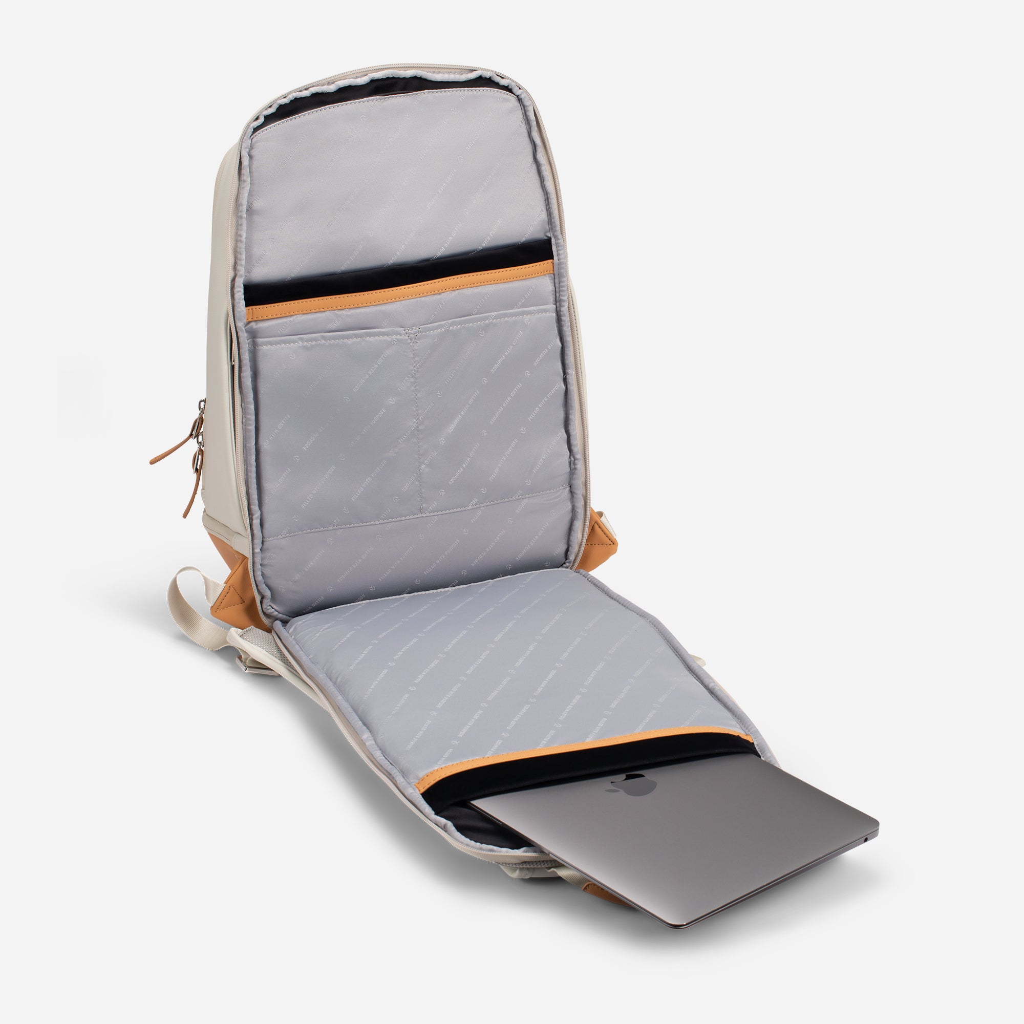 Latte Signature Plus Backpack laptop compartment completely unzipped