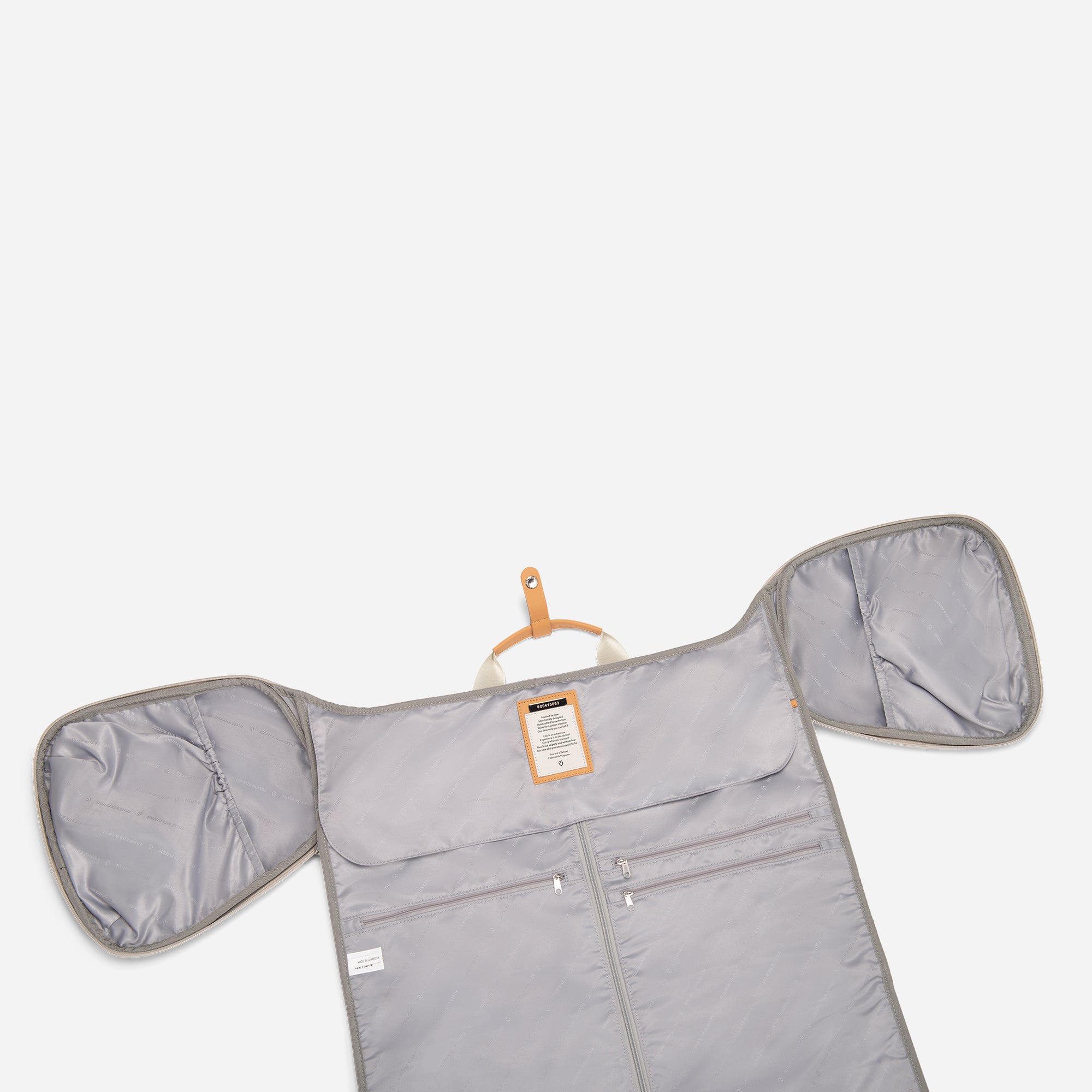 Latte Signature Garment Duffel completely unzipped #color_latte