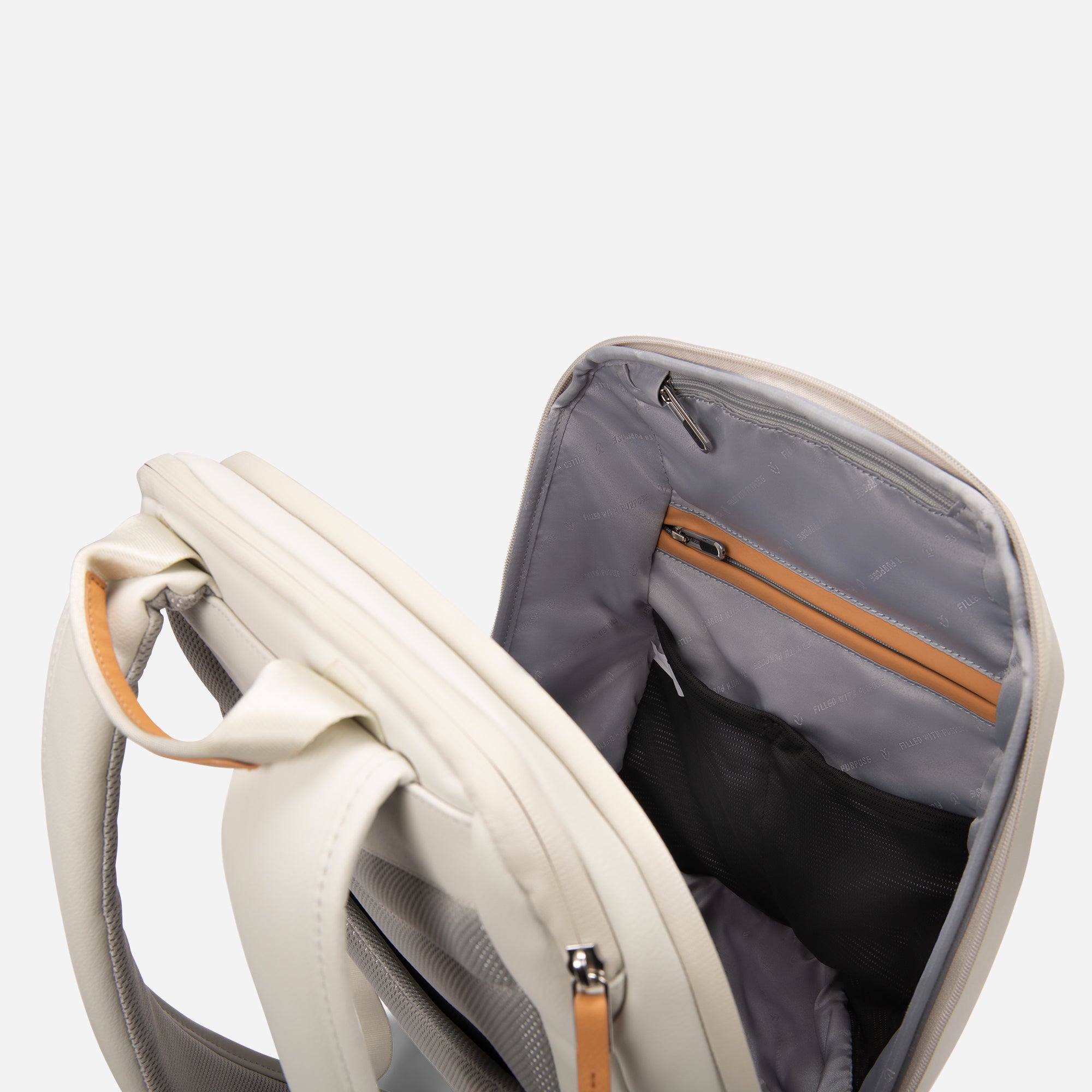 Inside of main compartment of Latte Signature Backpack