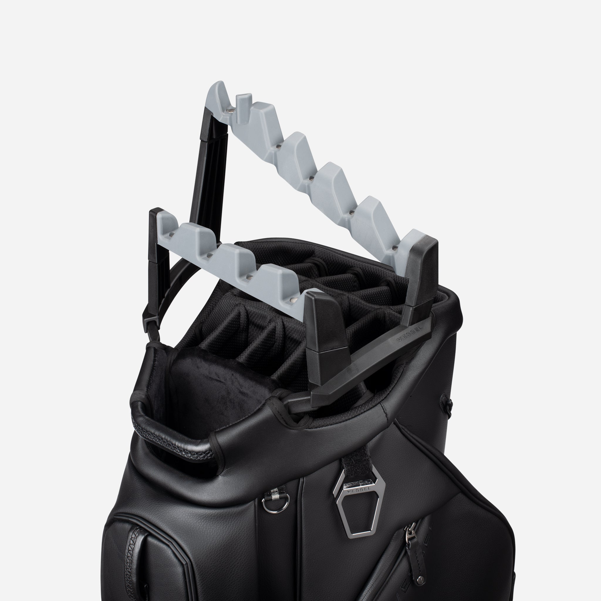 Cart bag golf club organizer on a black golf cart bag #hand_left