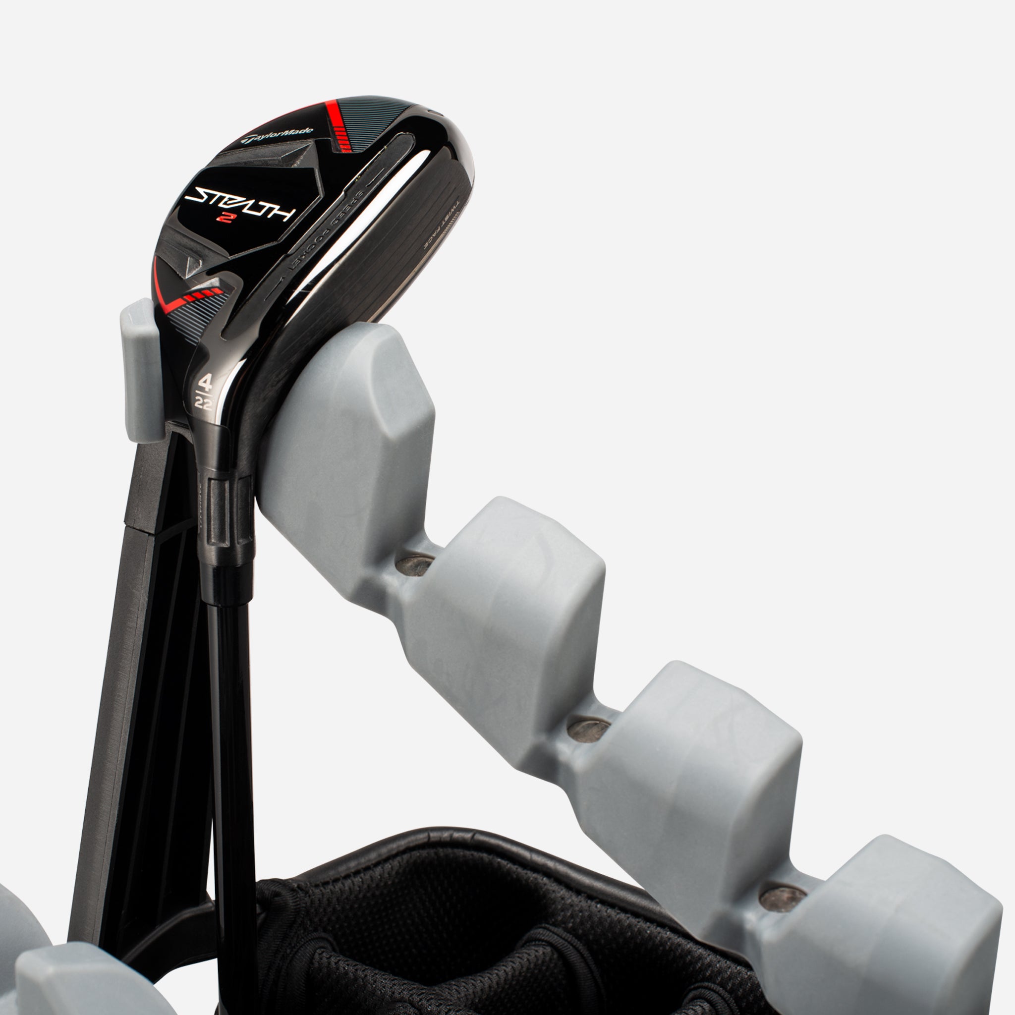 Hybrid golf club in golf club tray organizer