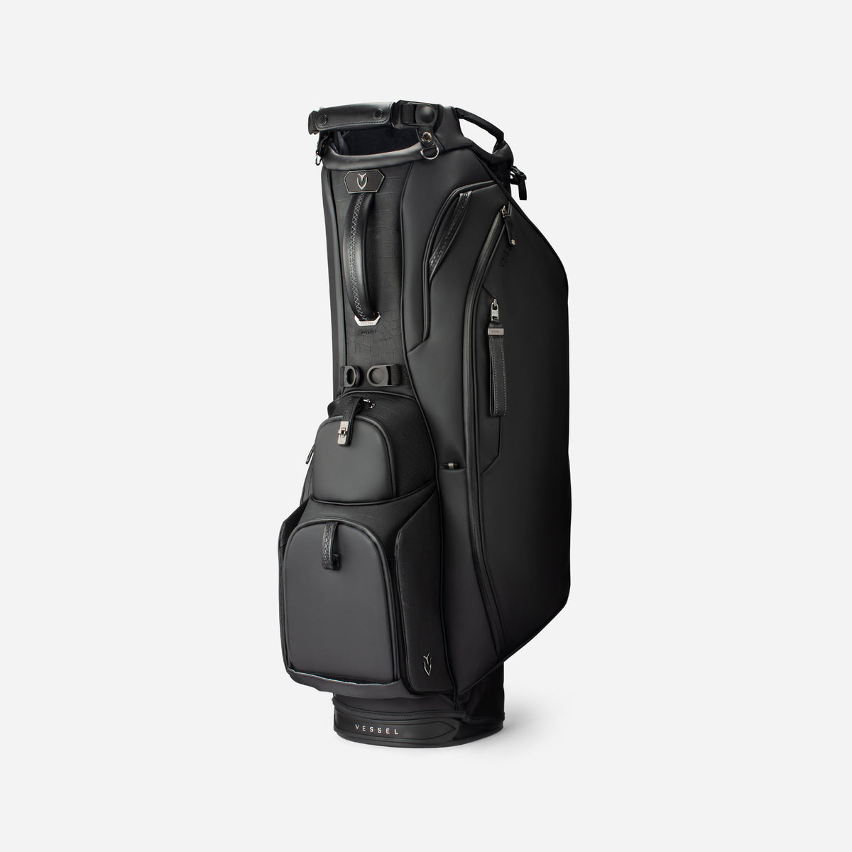 Player VI Pro Stand Croc Black golf bag standing vertically