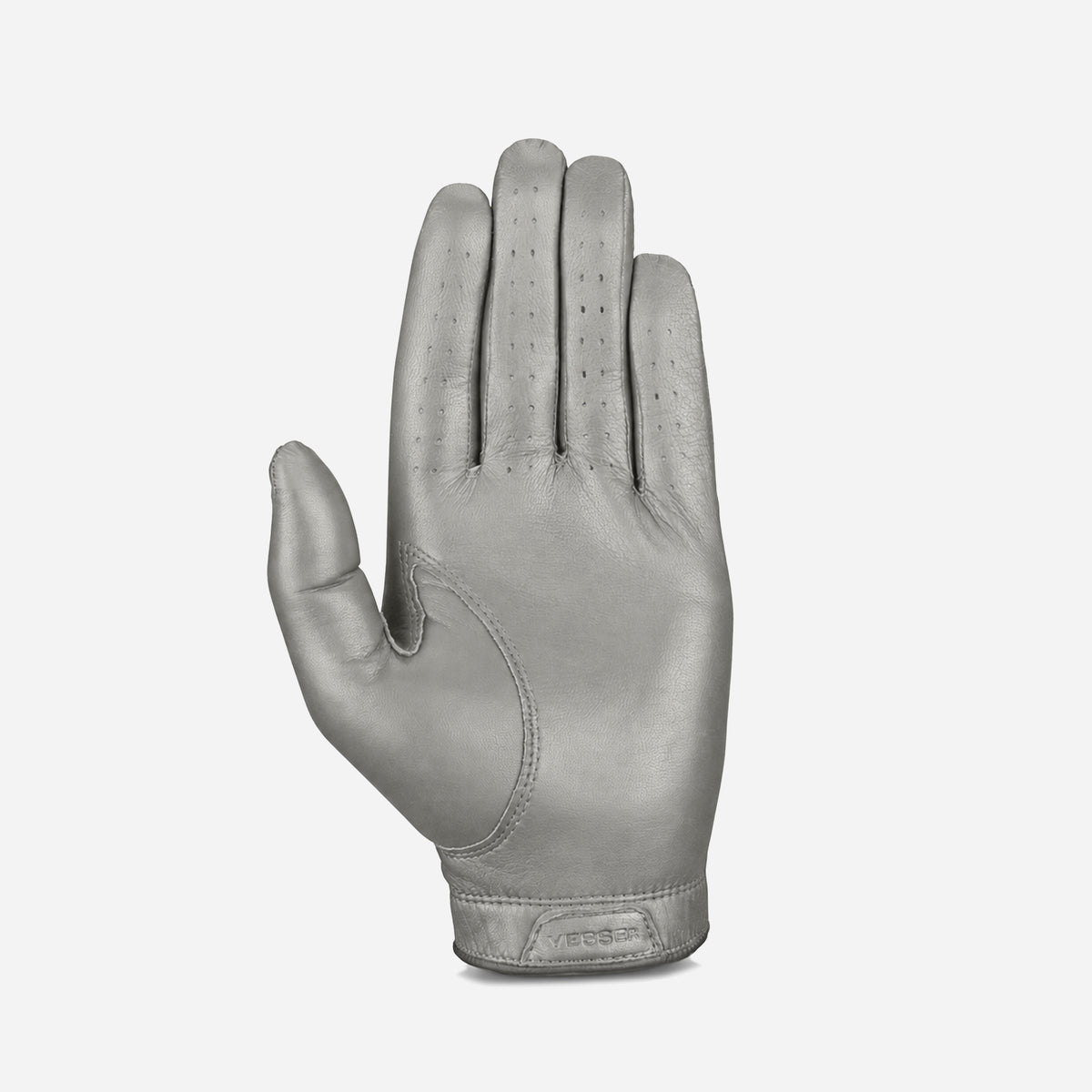 Palm of Left handed grey VESSEL Lux Golf Glove #hand_left