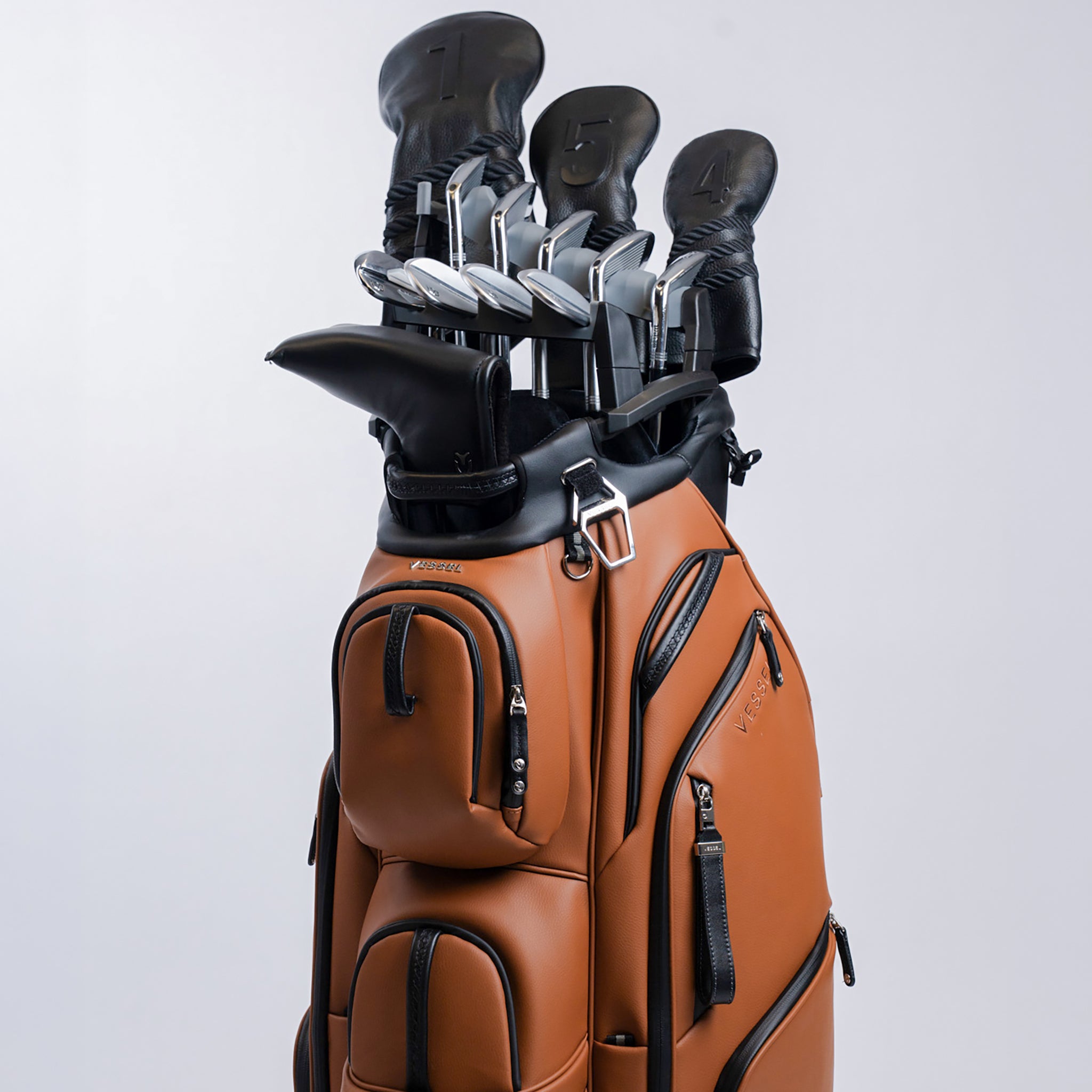 Lux pro cart II Heritage Brown with vessel golf club organizer