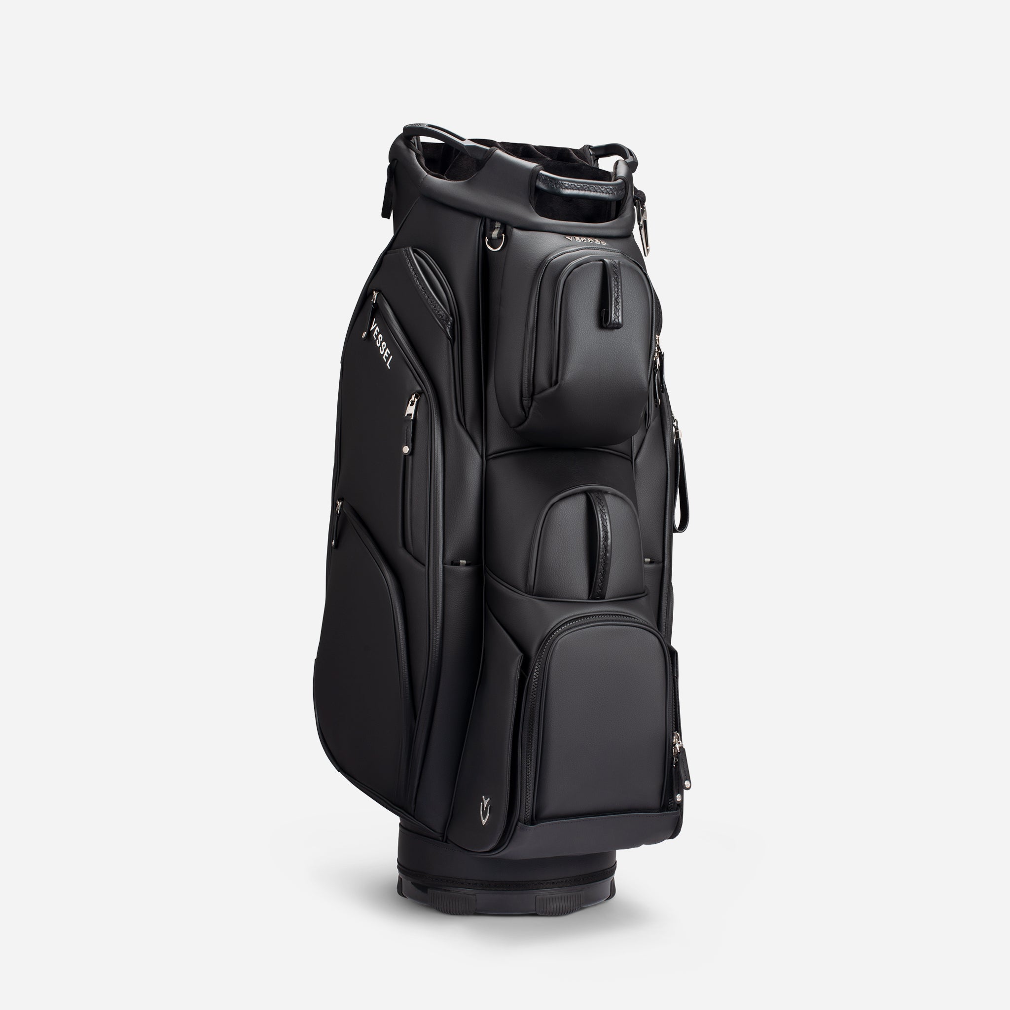 Black golf bag on a white background
