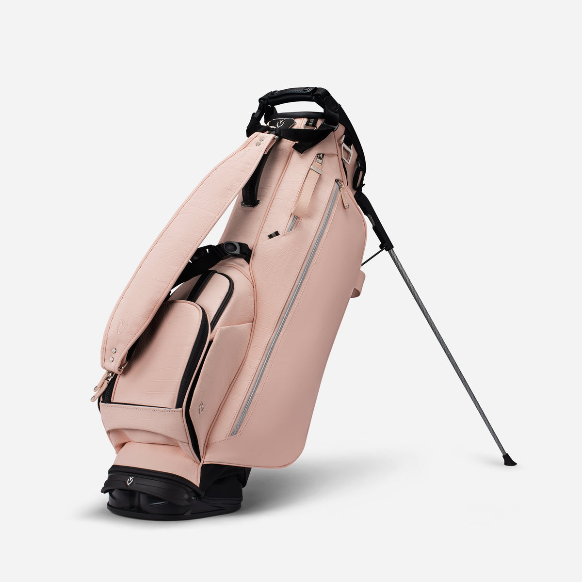 Lux Stand Croc Blush golf bag with single strap attached