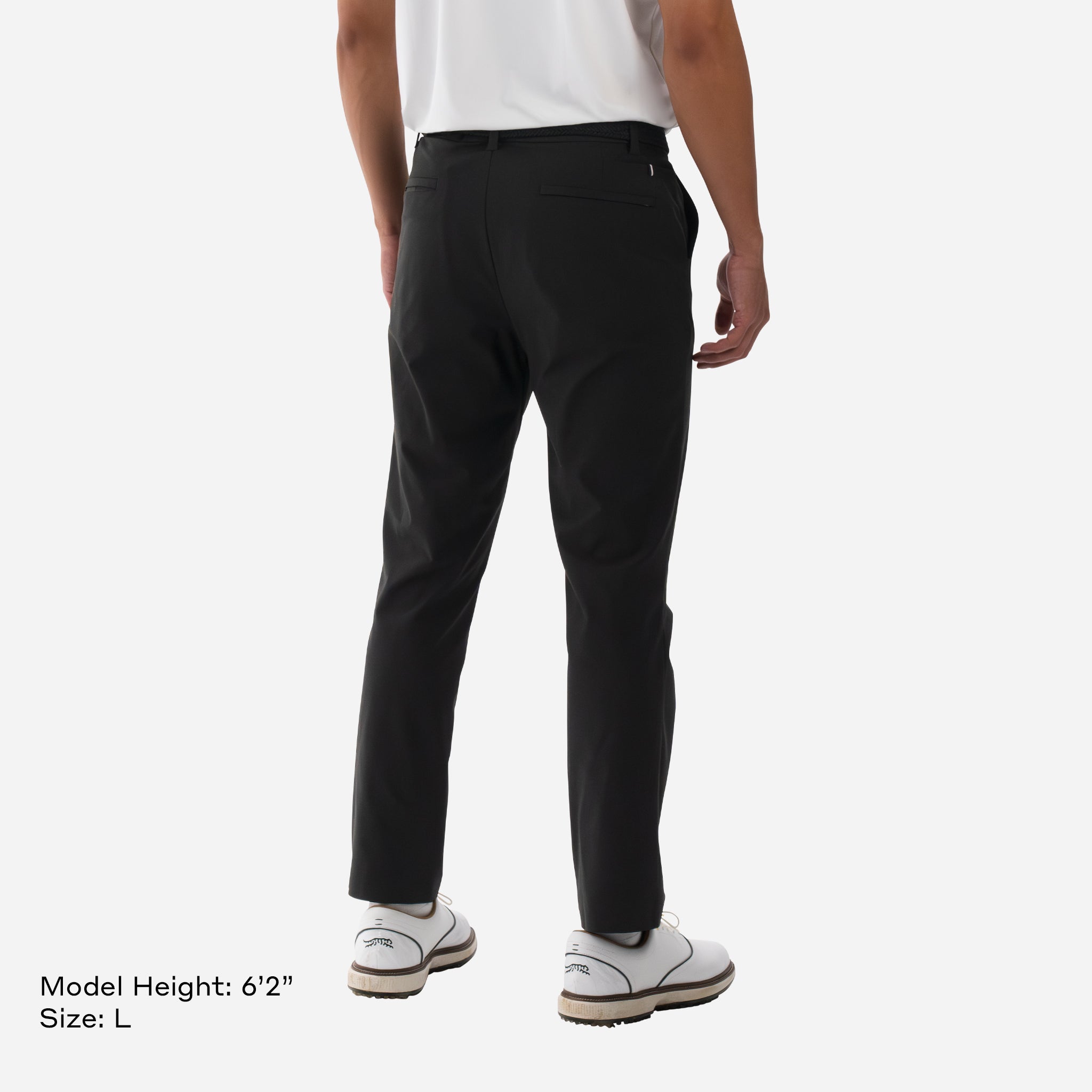 Model is 6'2" Wearing a size L Performance 5-Pocket Pant Black backside