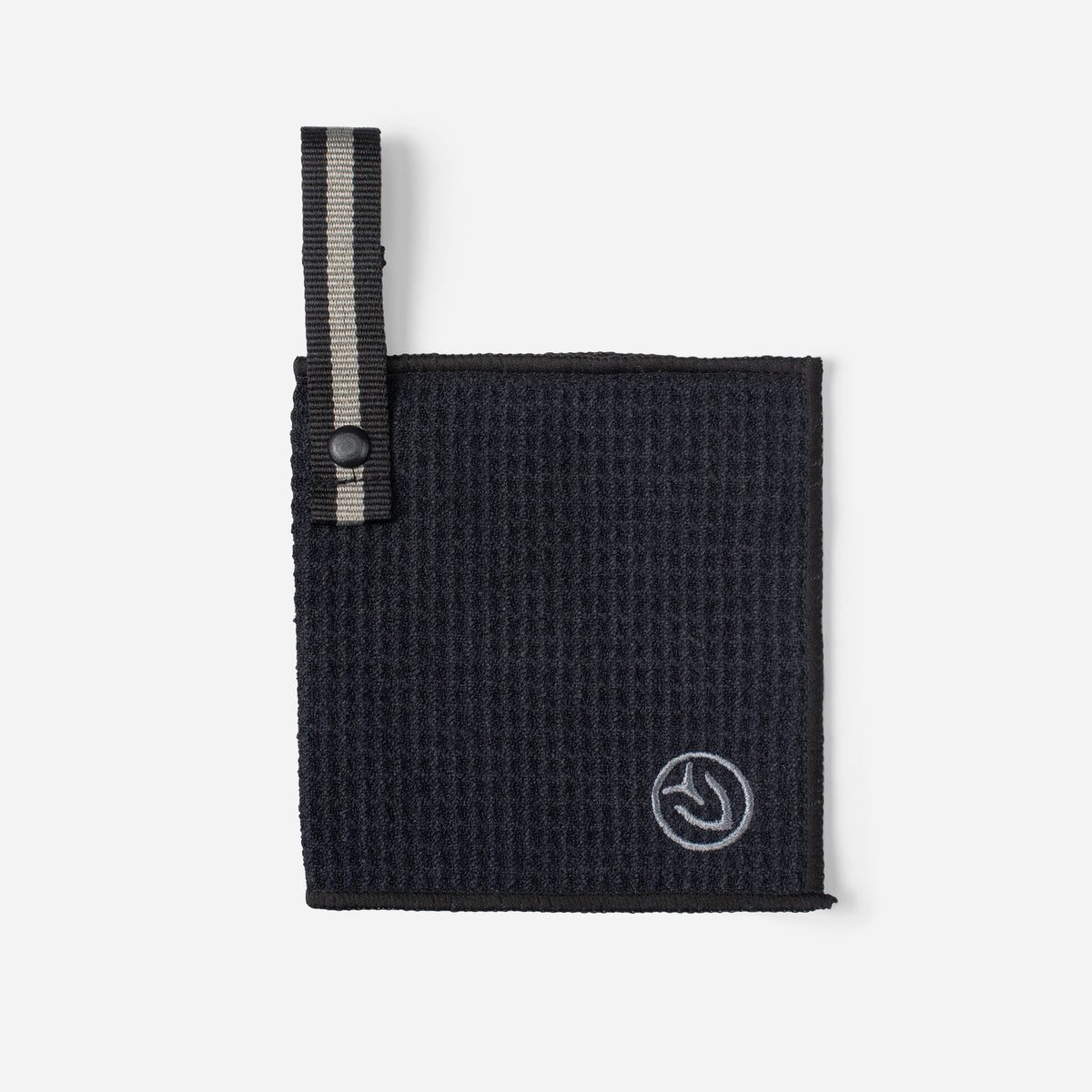 Black Magnetic Golf Towel | 5” x 5” laying flat #color_black