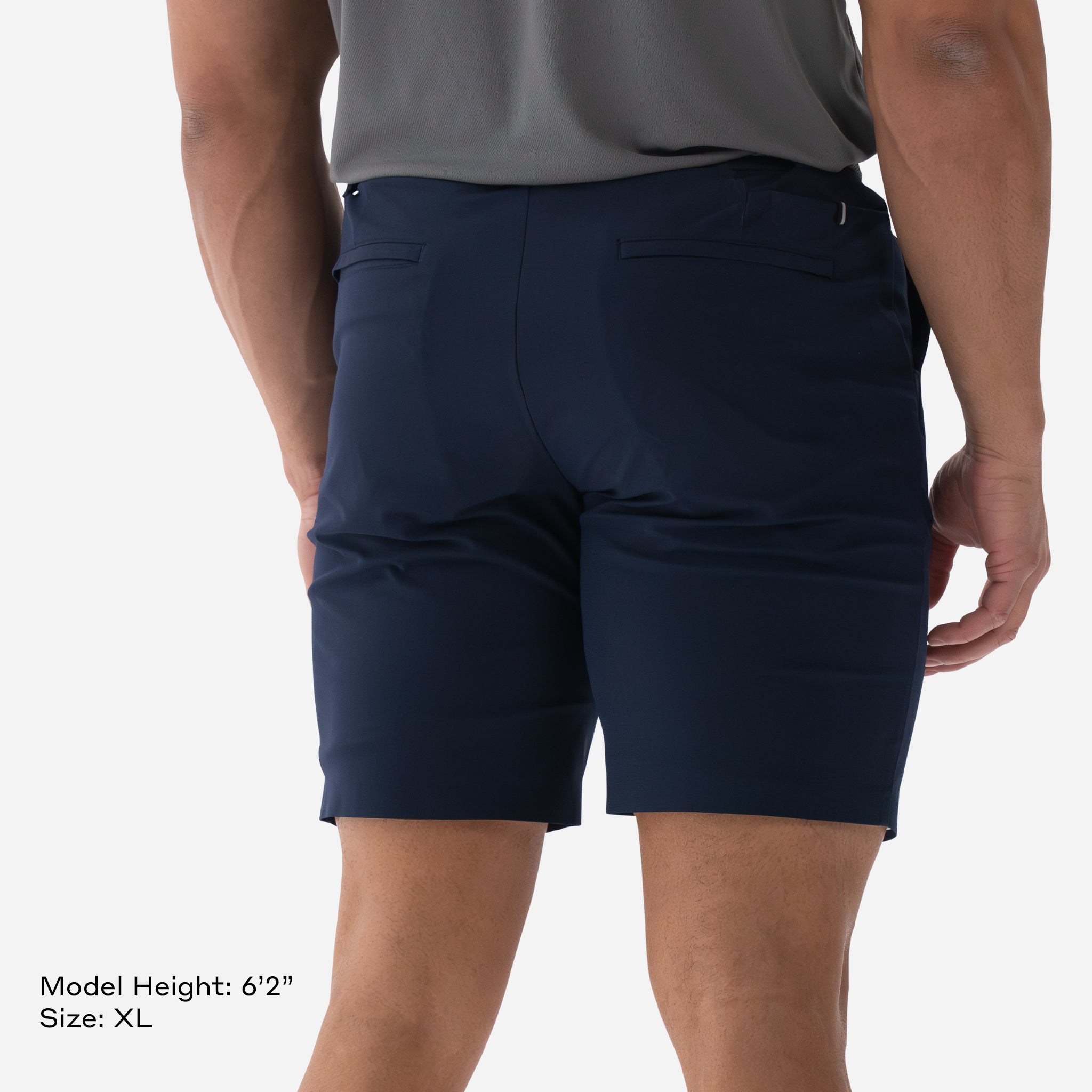 Model Height 6'2" Size XL Navy 5 pocket short backside