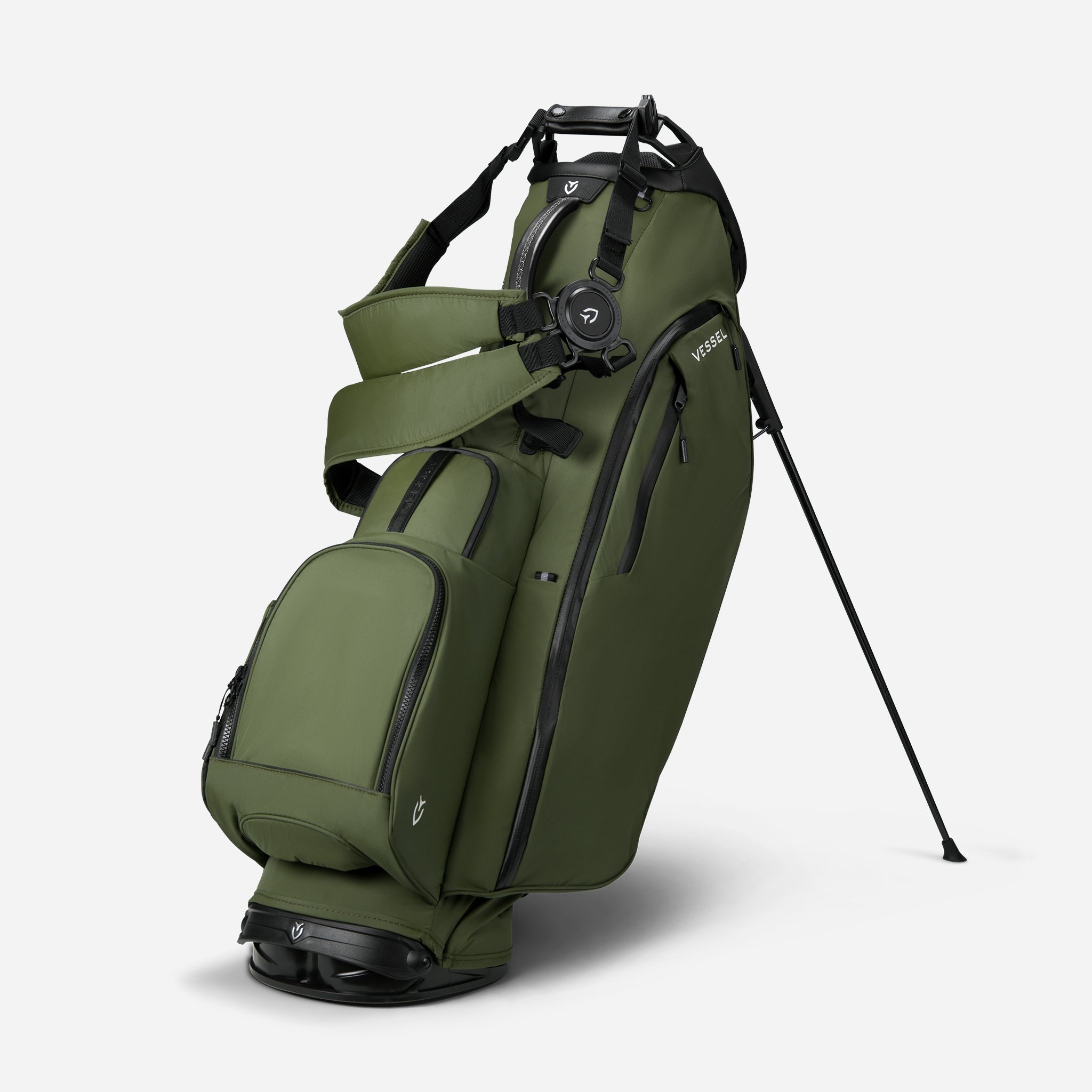 Olive Player Air Stand with double strap attached #color_olive
