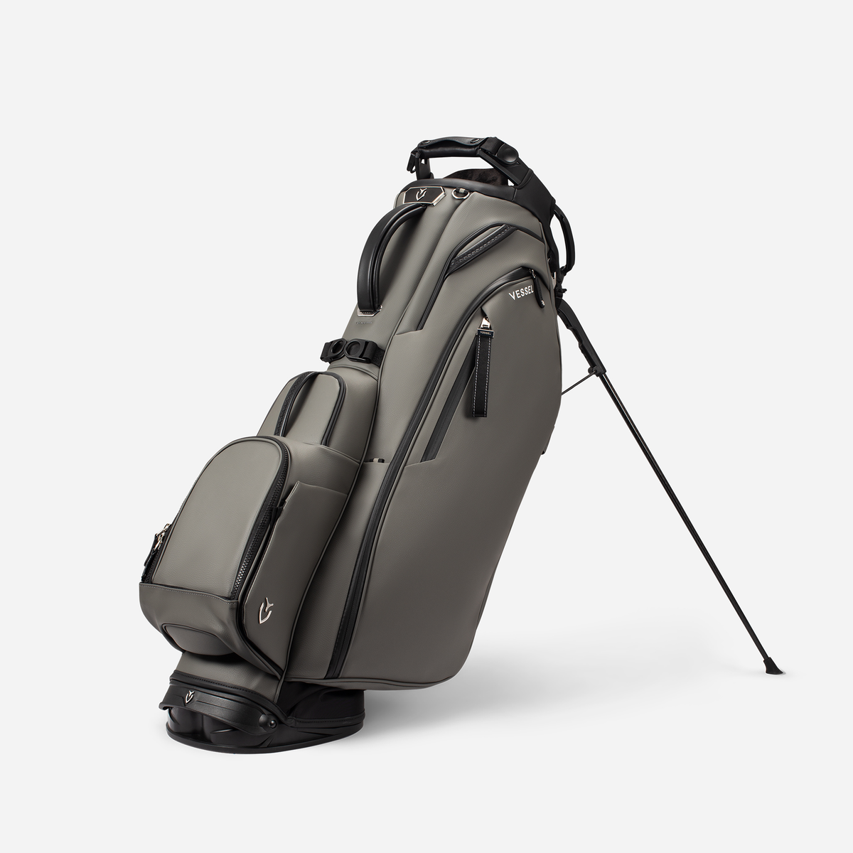 Grey Player V Pro Stand against a white background