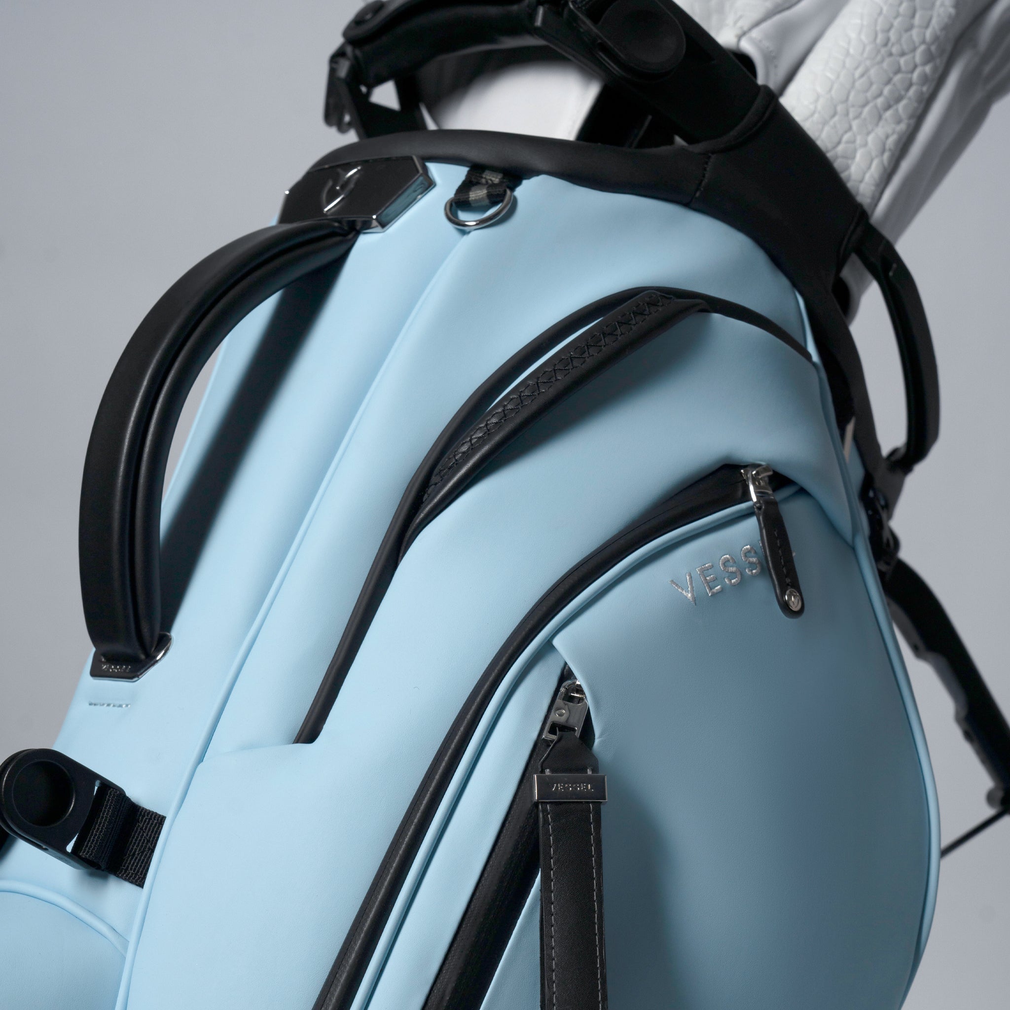 Close up of magnetic features and zippers on Player V Pro Sky