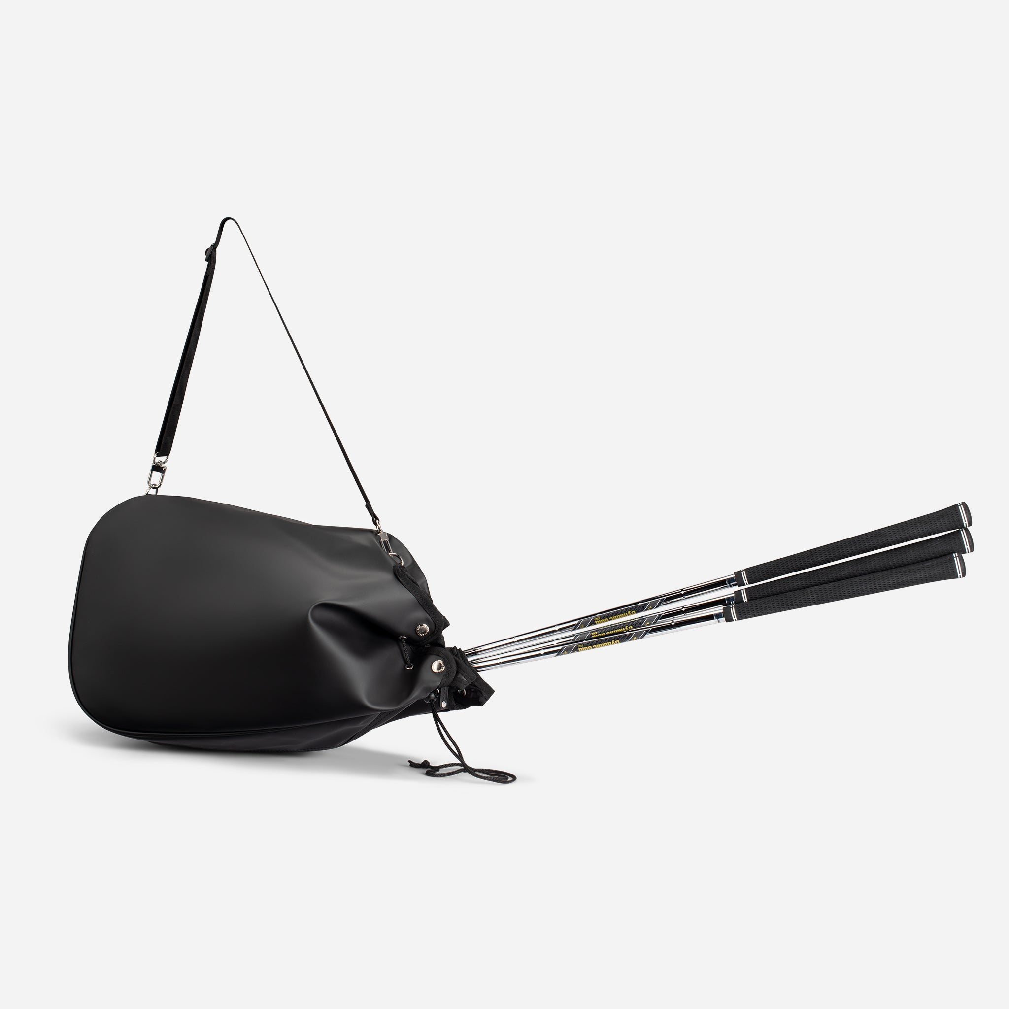 Rain hood cover holding golf clubs