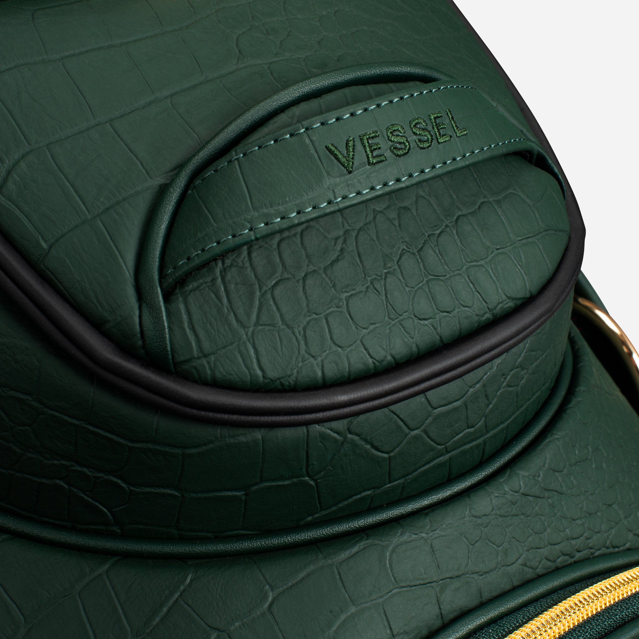 Close up of croc green texture on magnetic pocket of 2026 Season Opener Prime 2.0 Staff