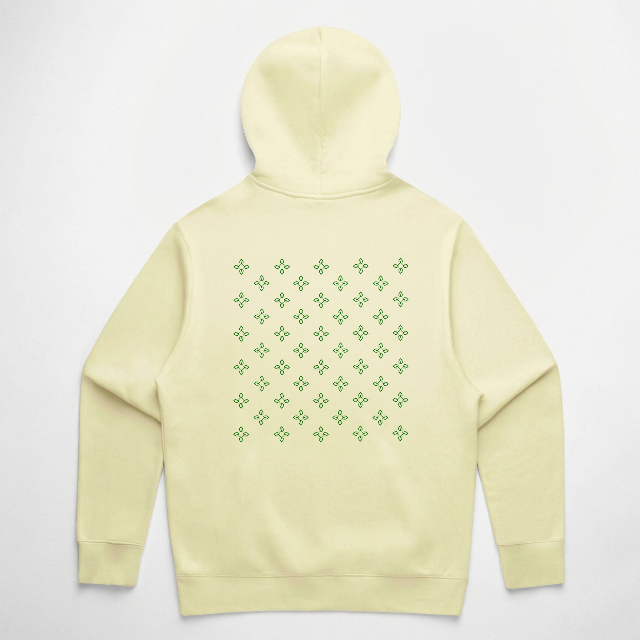 Light yellow hoodie with green floral graphic on the back #color_butter