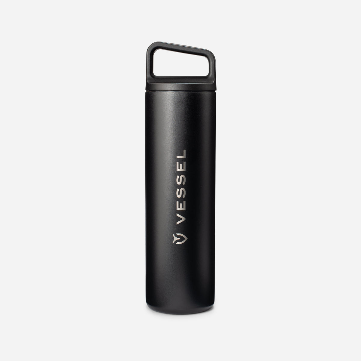 Black VESSEL x MiiR Wide Mouth Bottle against a white background #color_black
