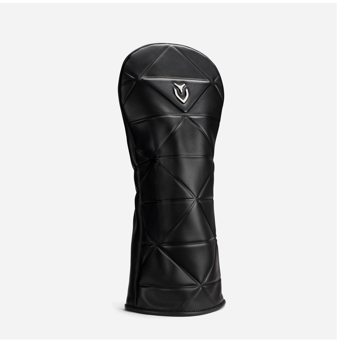 Black geometric headcover on a white background