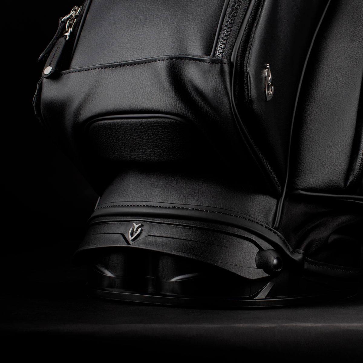 A black stand bag base on a black background