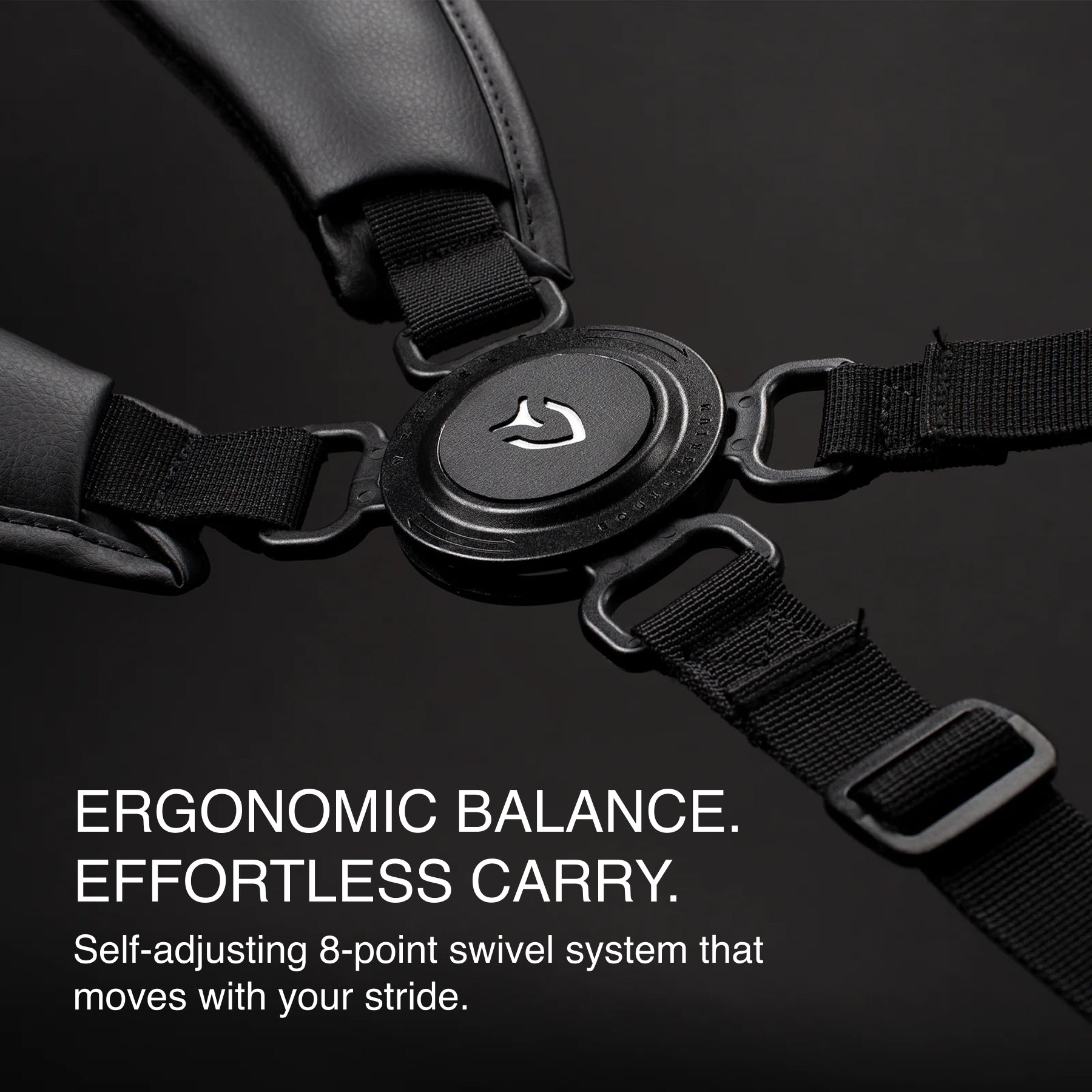 Equilibrium strap graphic, words are about 8 point swivel system