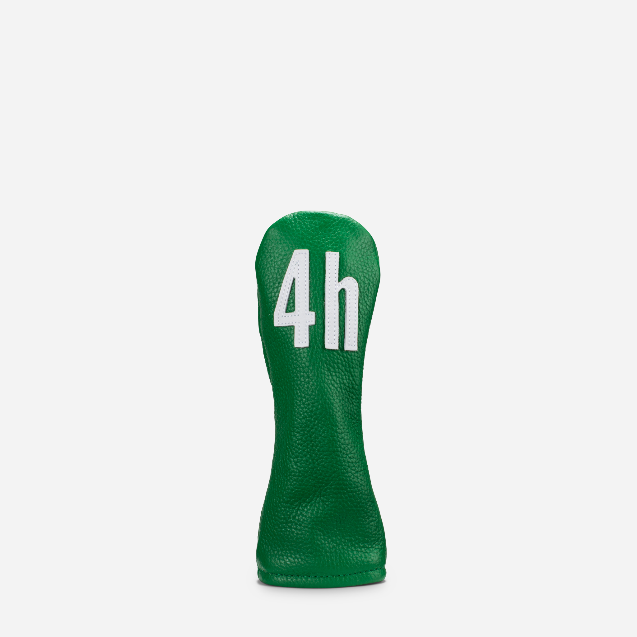 front view of green pebbled leather headcover - 4 hybrid #color_green