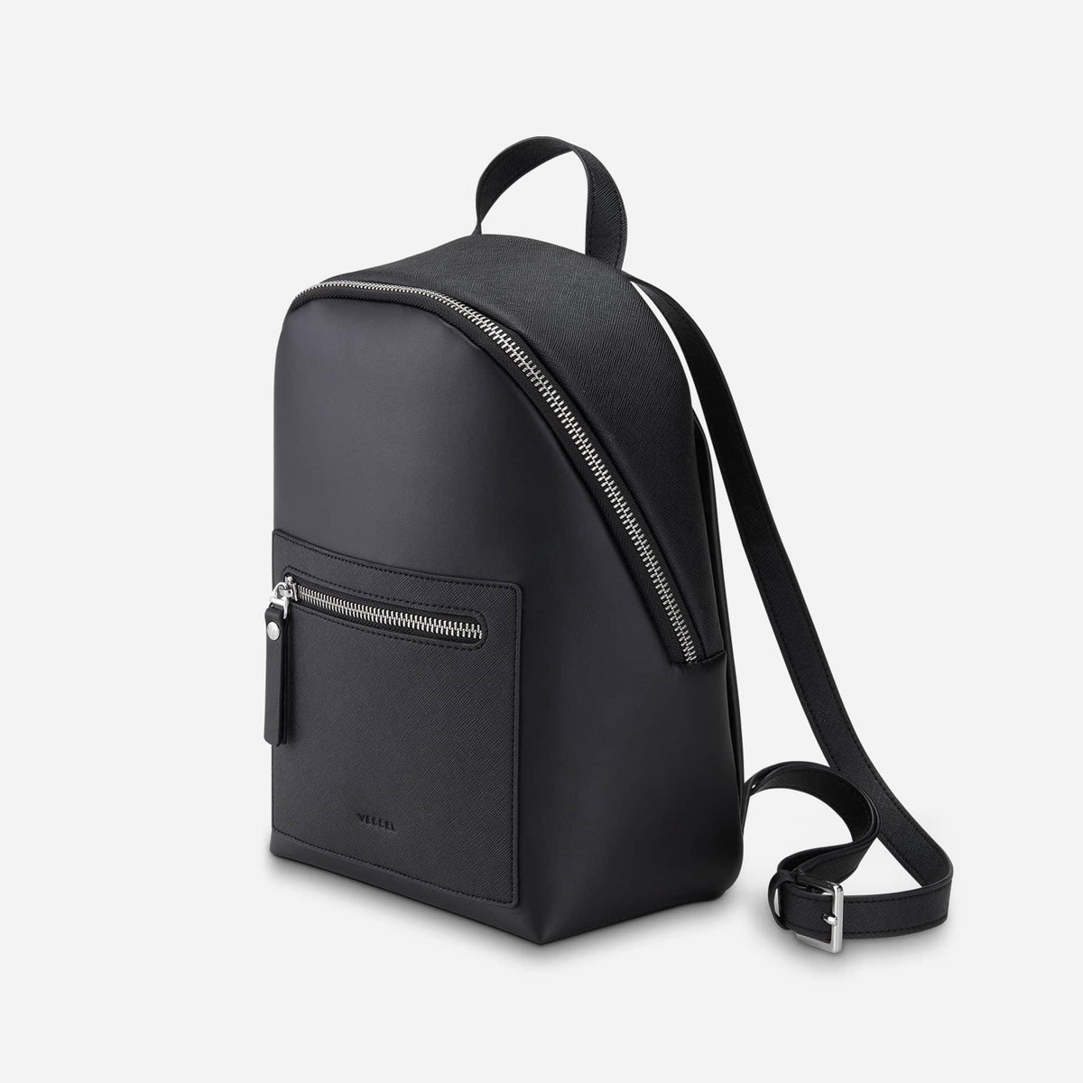 Black Skyline Lux Micro Backpack against a white background #color_black