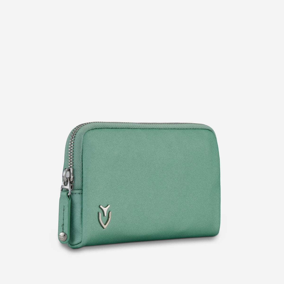 Neo Mint Signature Zipper Pouch turned to the right #color_neo mint