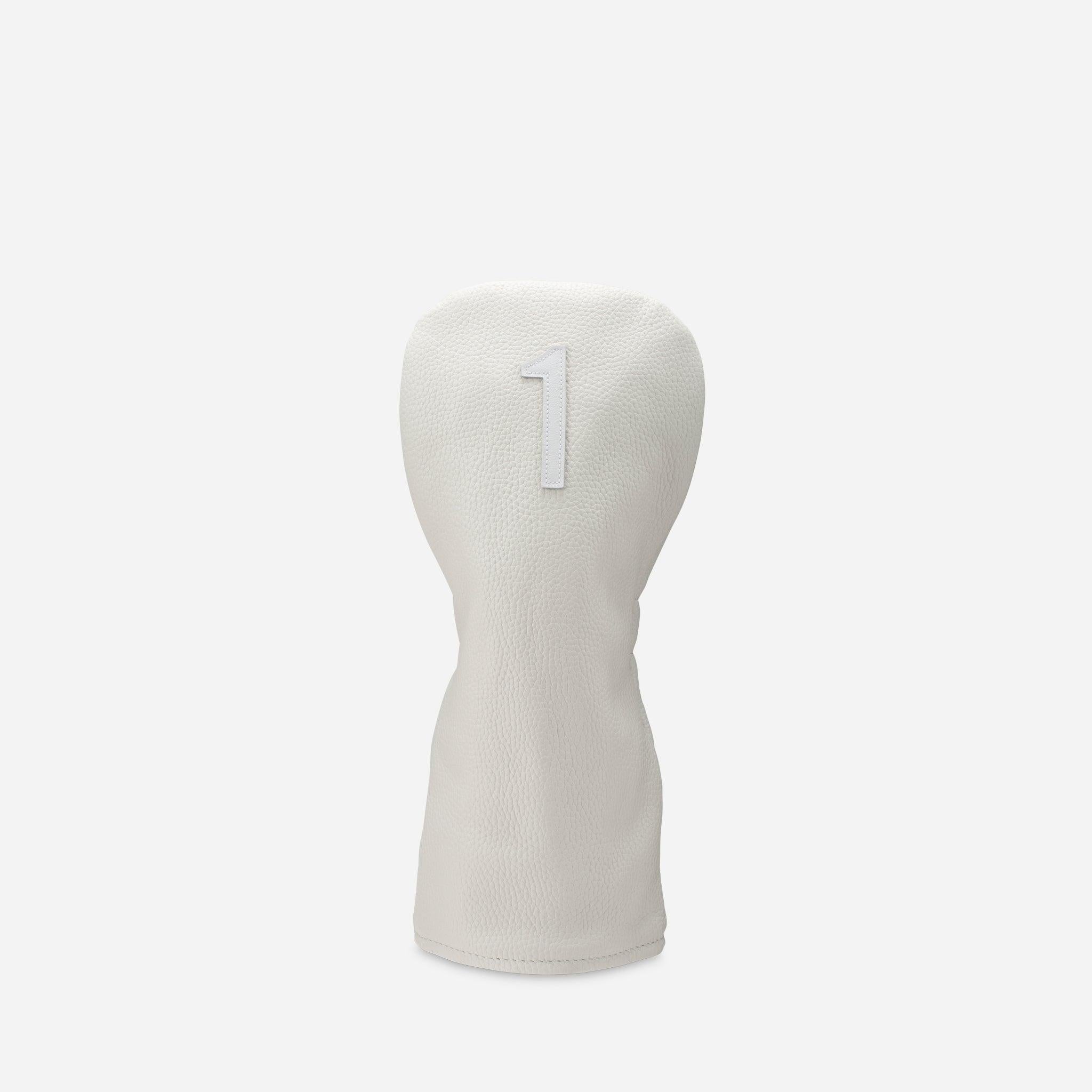 front view of white pebbled leather headcover - driver #color_white