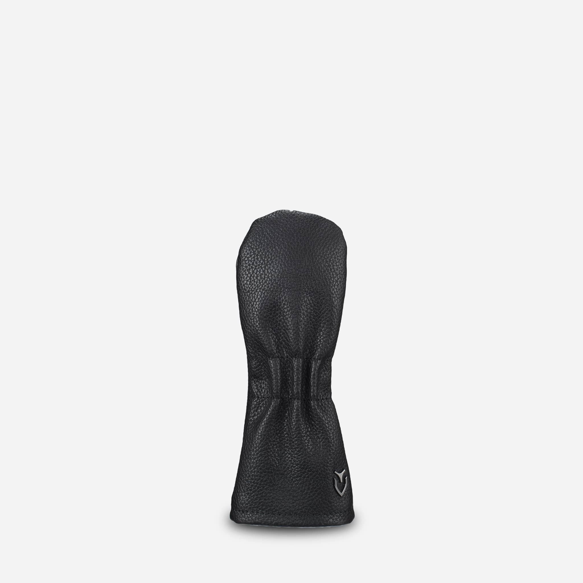 backside of black pebbled leather headcover - 4 hybrid #color_black