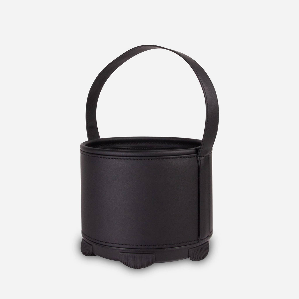 Black leather Shag Bag against a white background