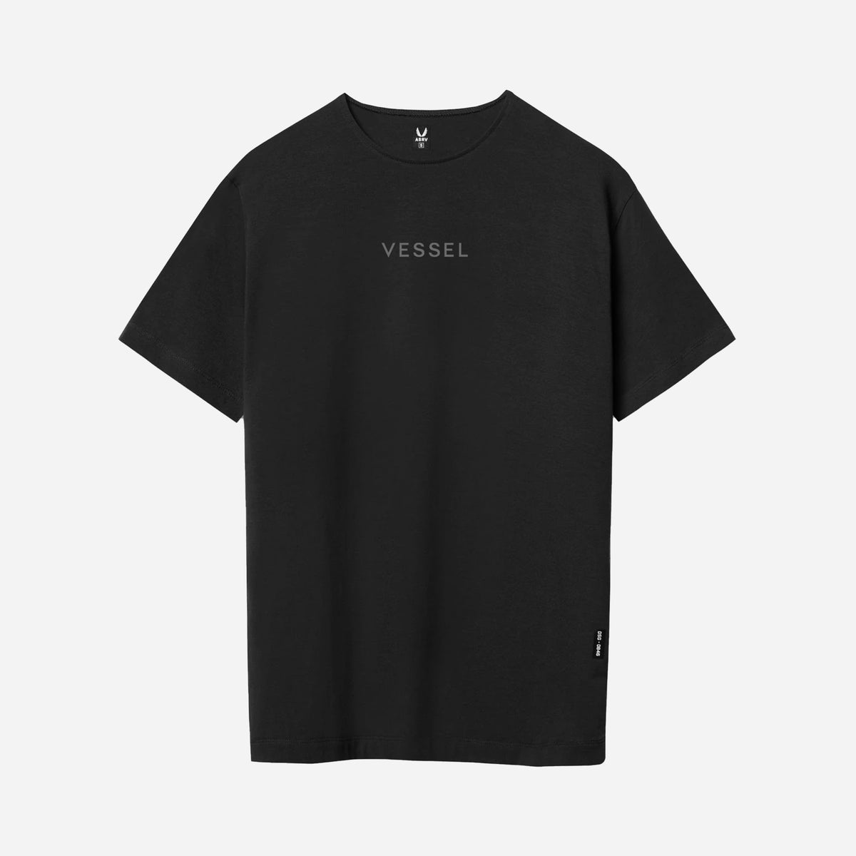 Black VESSEL x ASRV CottonPlus Standard Mesh Back Tee against a white background #color_black