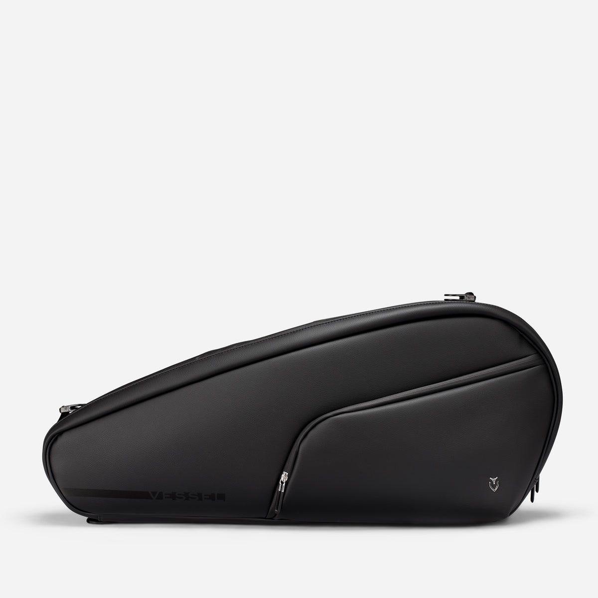 Front view of Baseline Lite Racquet Bag showing main compartment and extra pocket #color_pebbled black