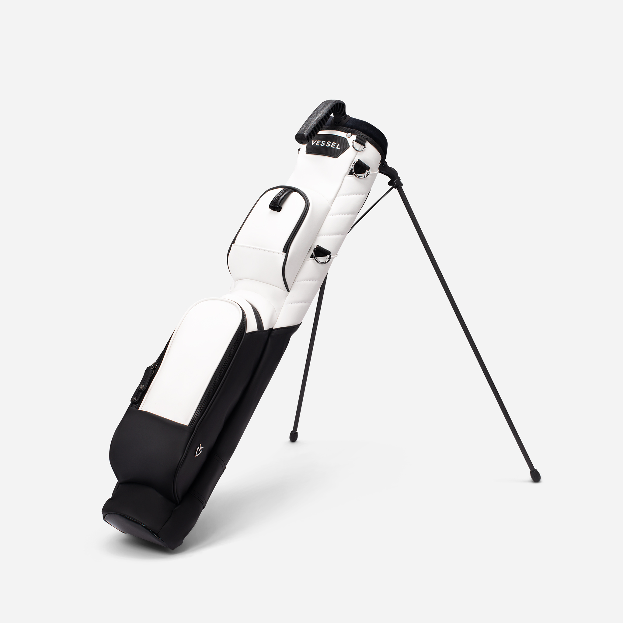 Black and white pencil stand bag against white background #color_white/black
