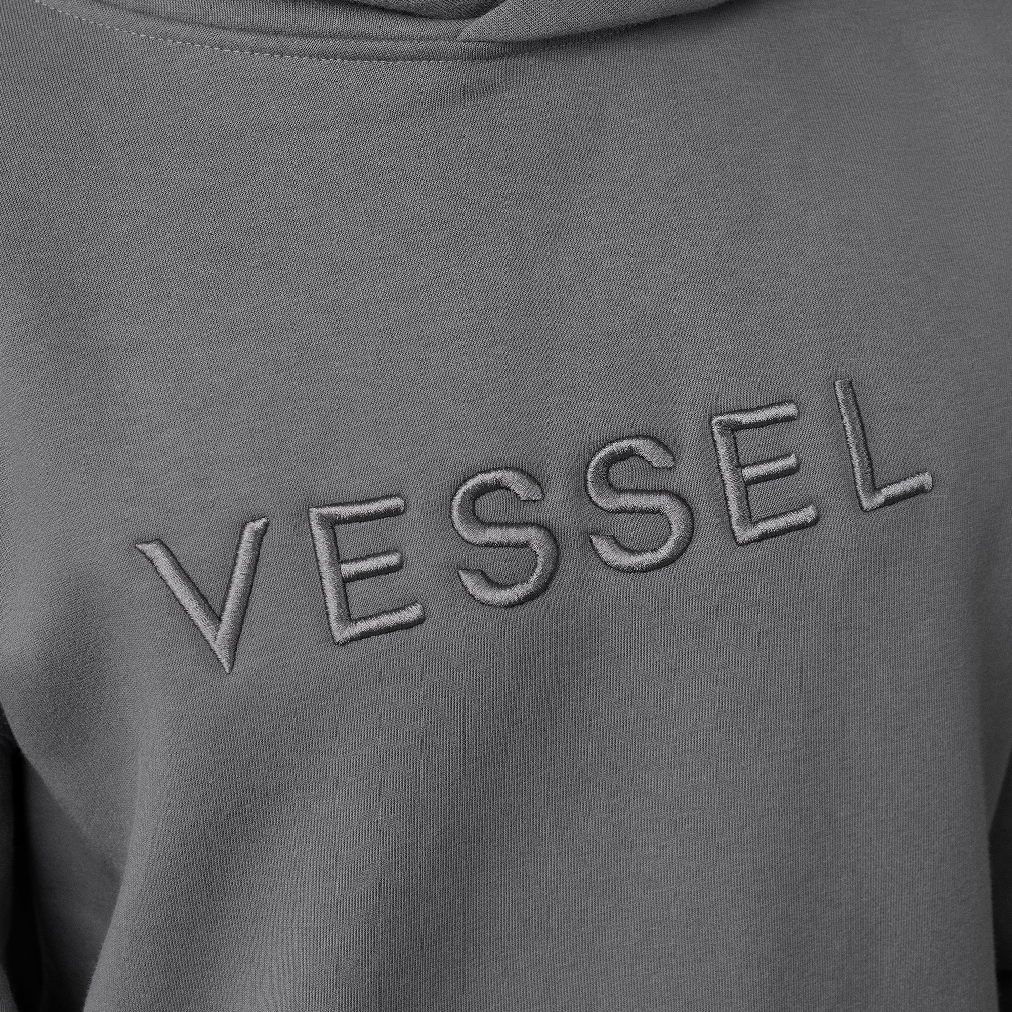 Embroidered logo on grey VESSEL Hoodie #color_grey