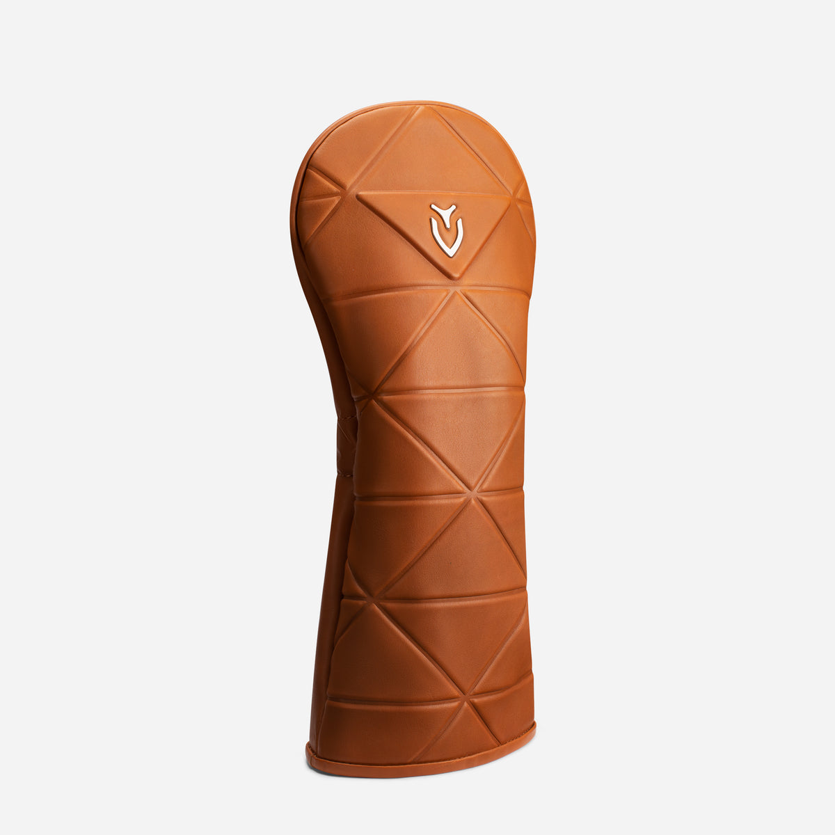Brown geometric headcover on a white background
