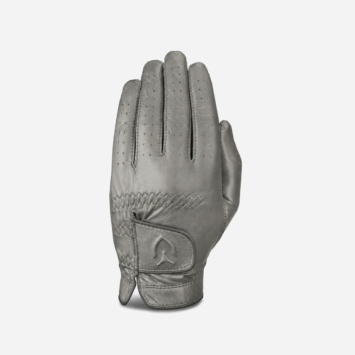 Left handed grey VESSEL Lux Golf Glove against a white background #hand_left