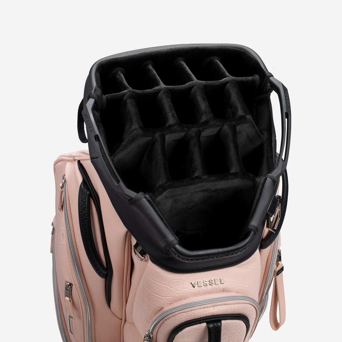 15 Way divider on Lux Pro Cart II Croc Blush cart bag 