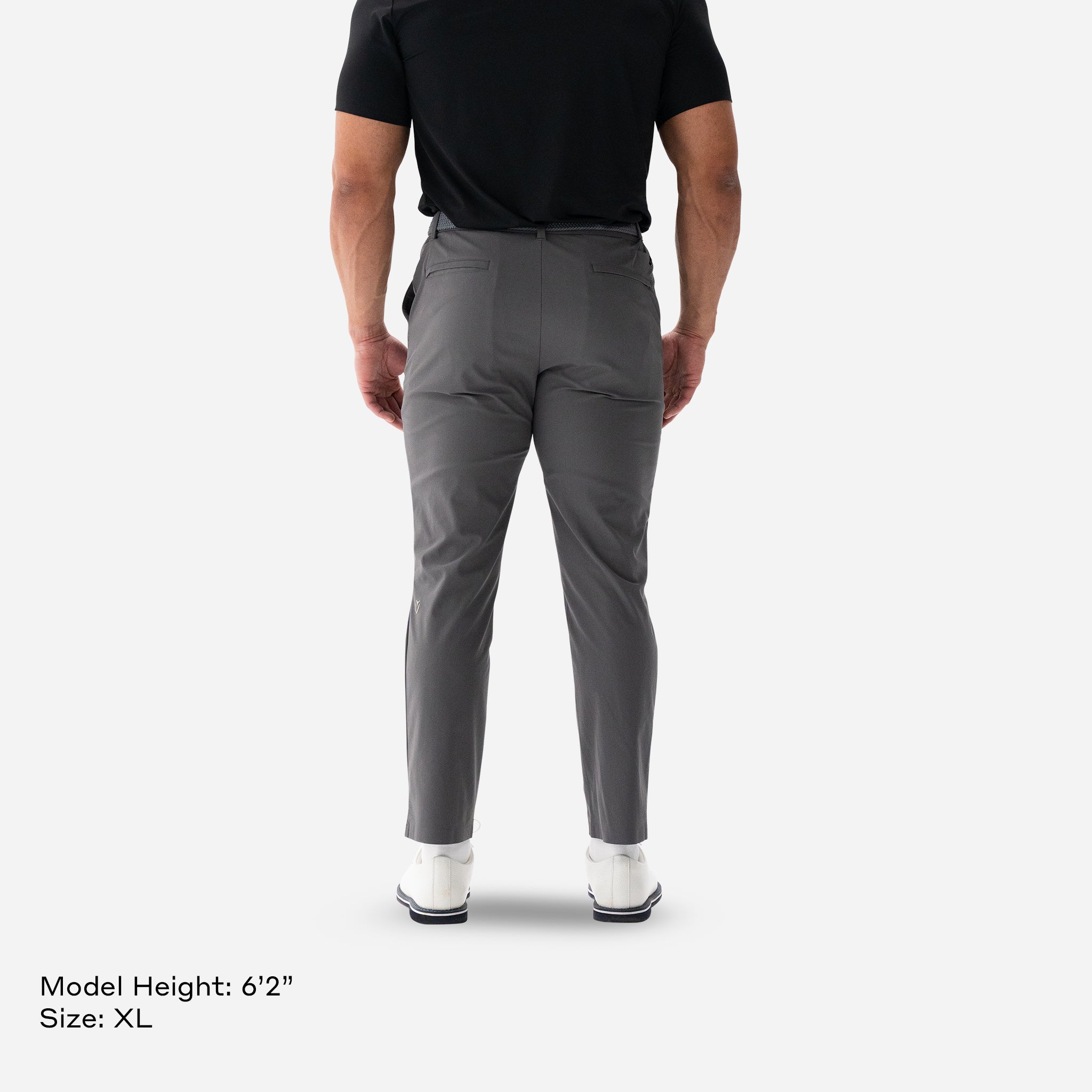 Model is 6'2" Wearing a size XL Performance 5-Pocket Pant Grey backside
