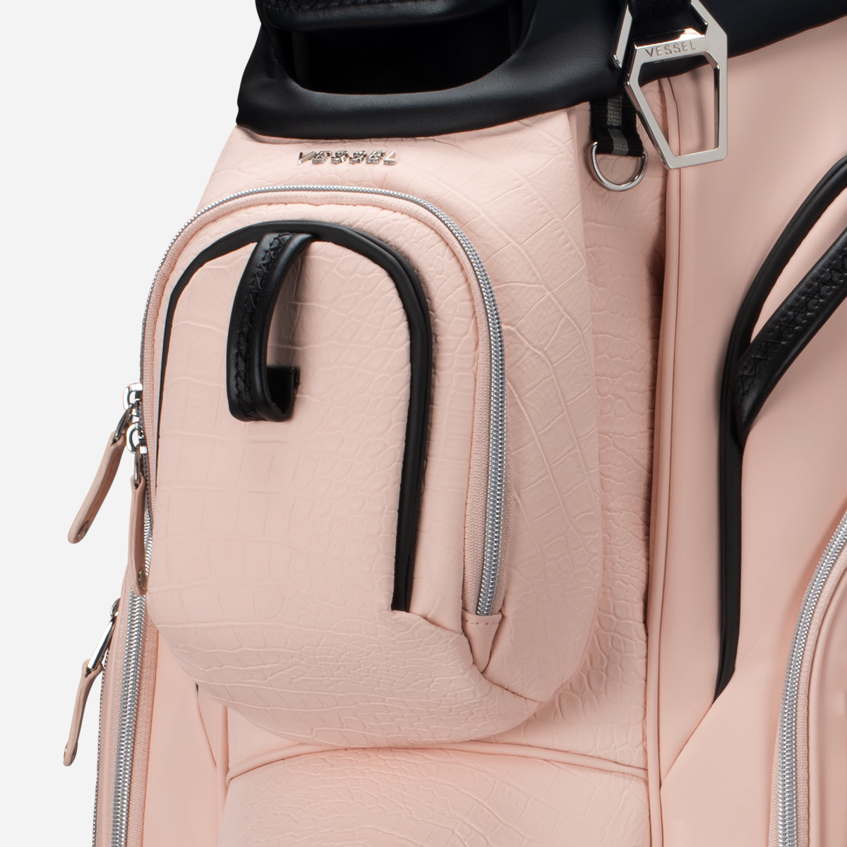 Close up of croc texture on Lux Pro Cart II Croc Blush
