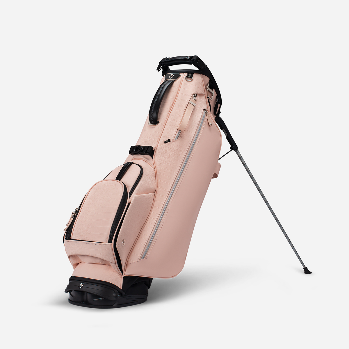 Lux Stand Croc Blush golf bag against a white background