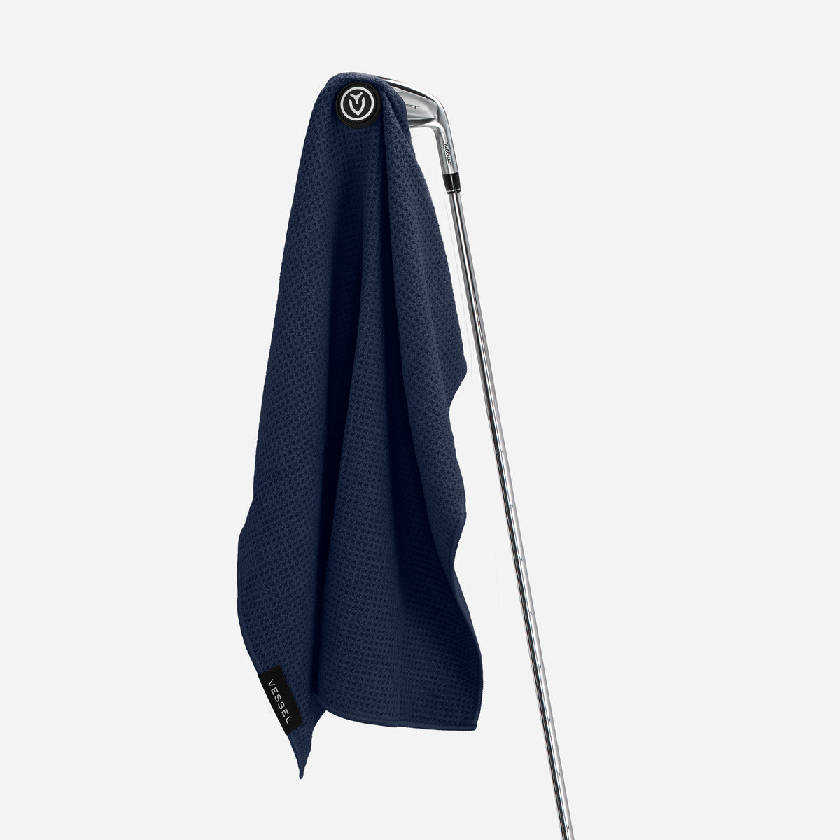 Navy Magnetic Golf Towel | 20" x 20" attached to golf club #color_navy
