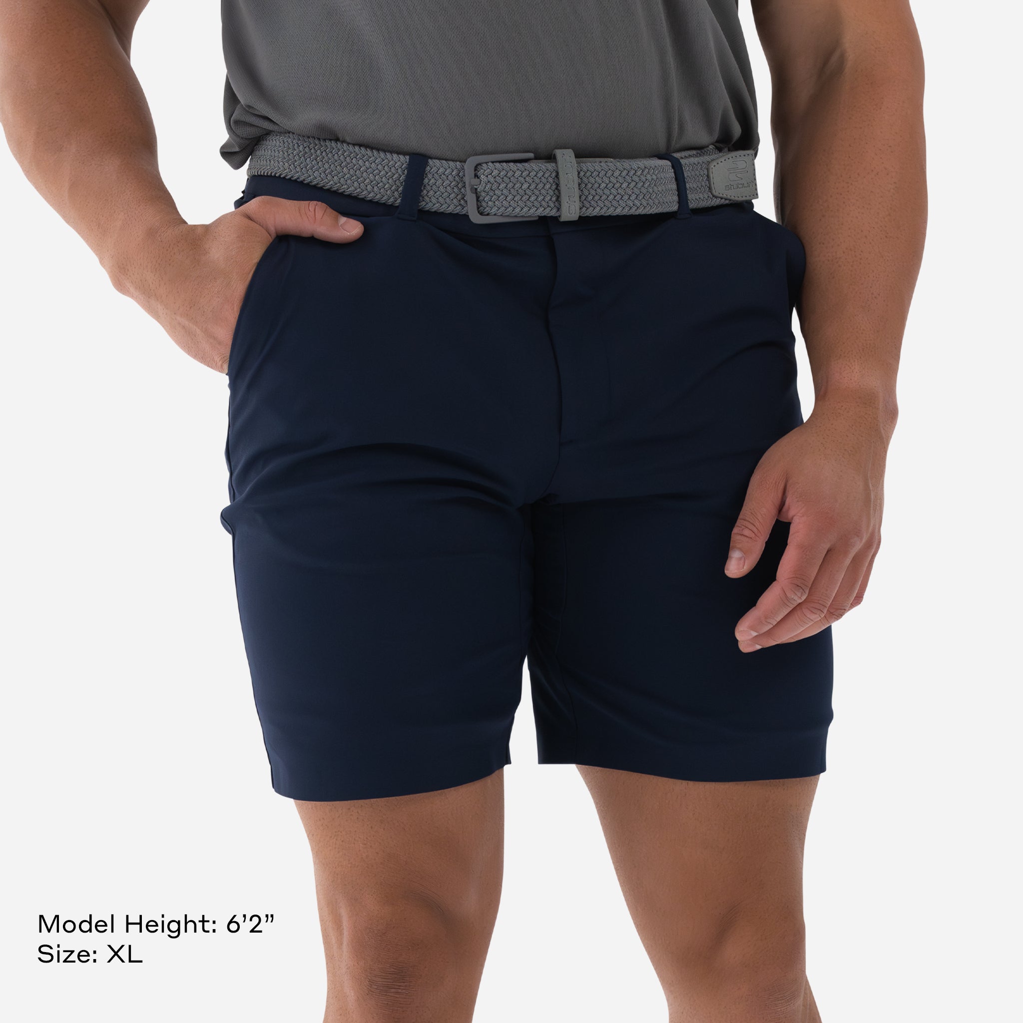 Model Height 6'2" Size XL Navy 5 pocket short