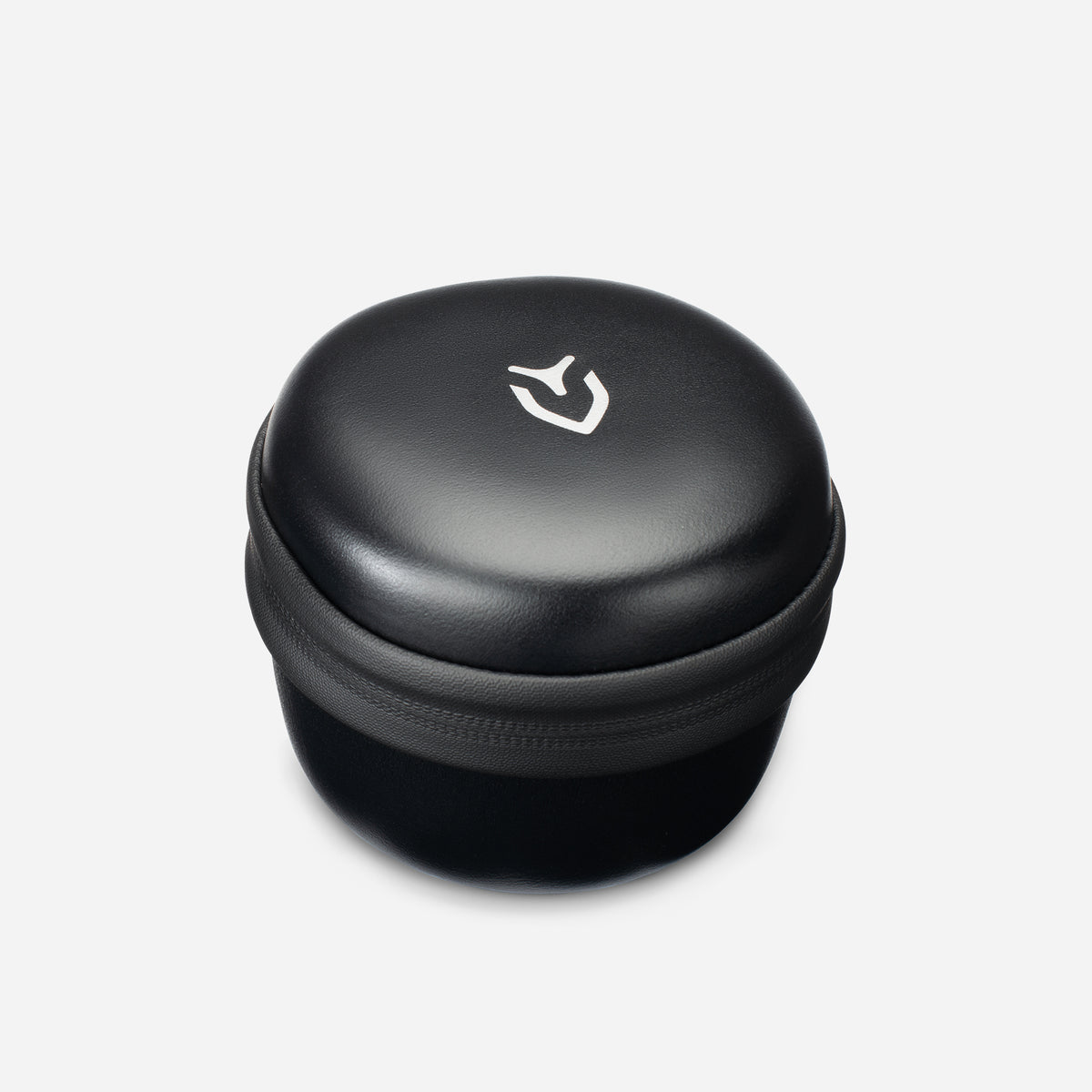 Leather Travel Watch Case with Vessel logo on top against a white background