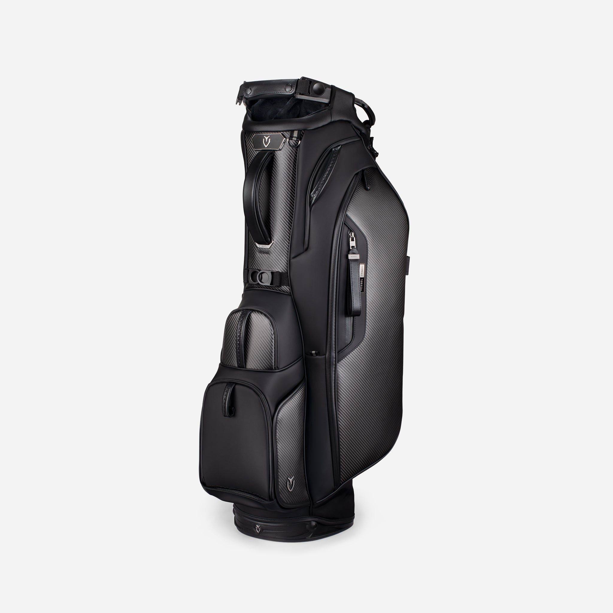 3/4 View of the Player V Pro Carbon Stand Bag on a white background.