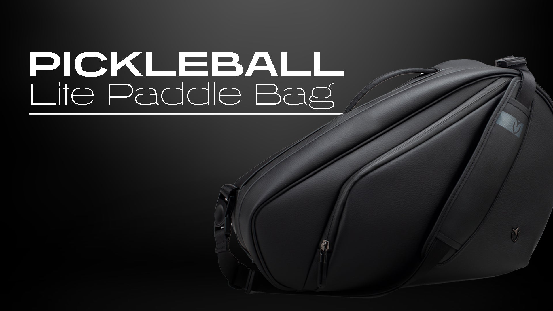 Pickleball Paddle bag in black studio with 'pickleball lite paddle bag' text in white