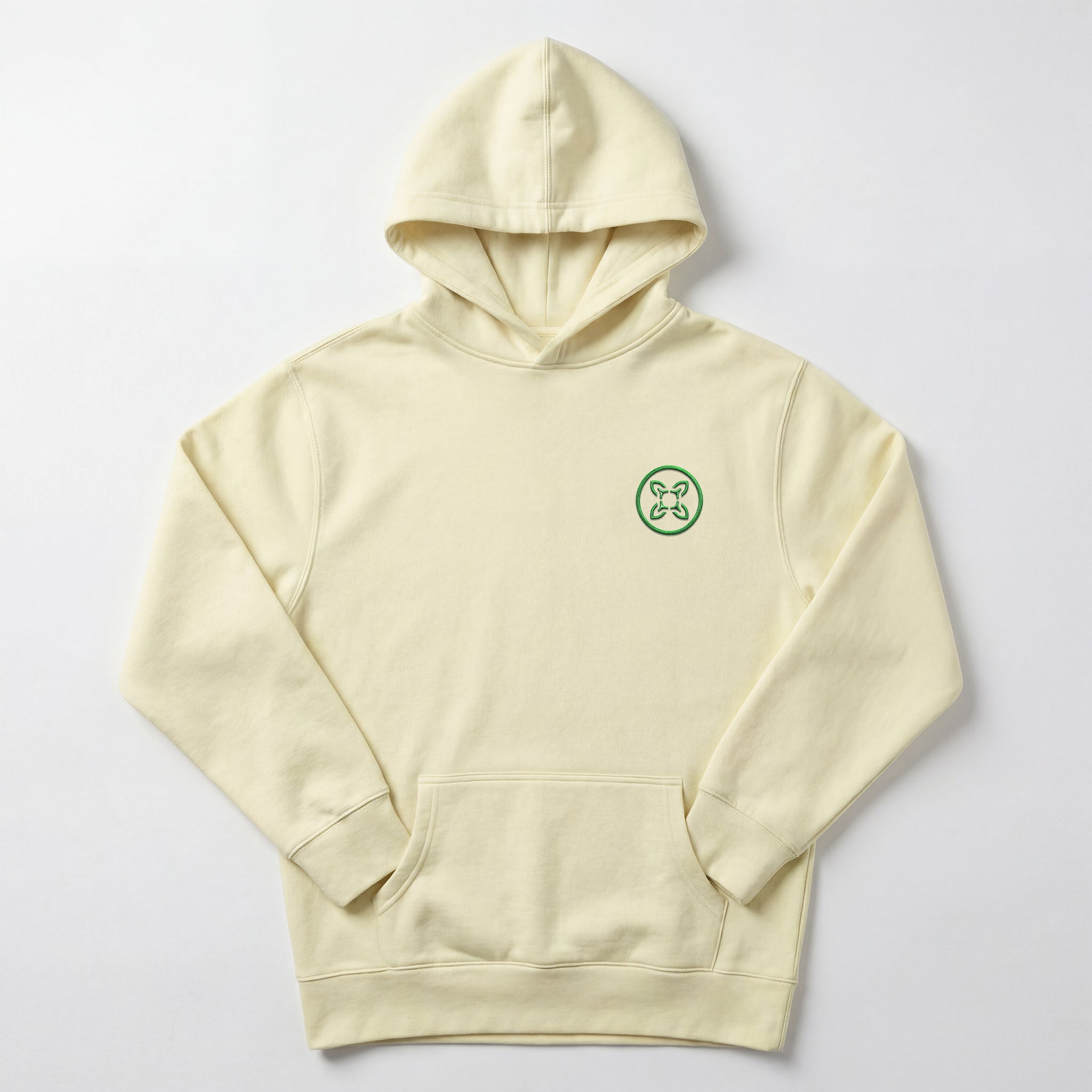 Light yellow hoodie with green embroidery #color_butter