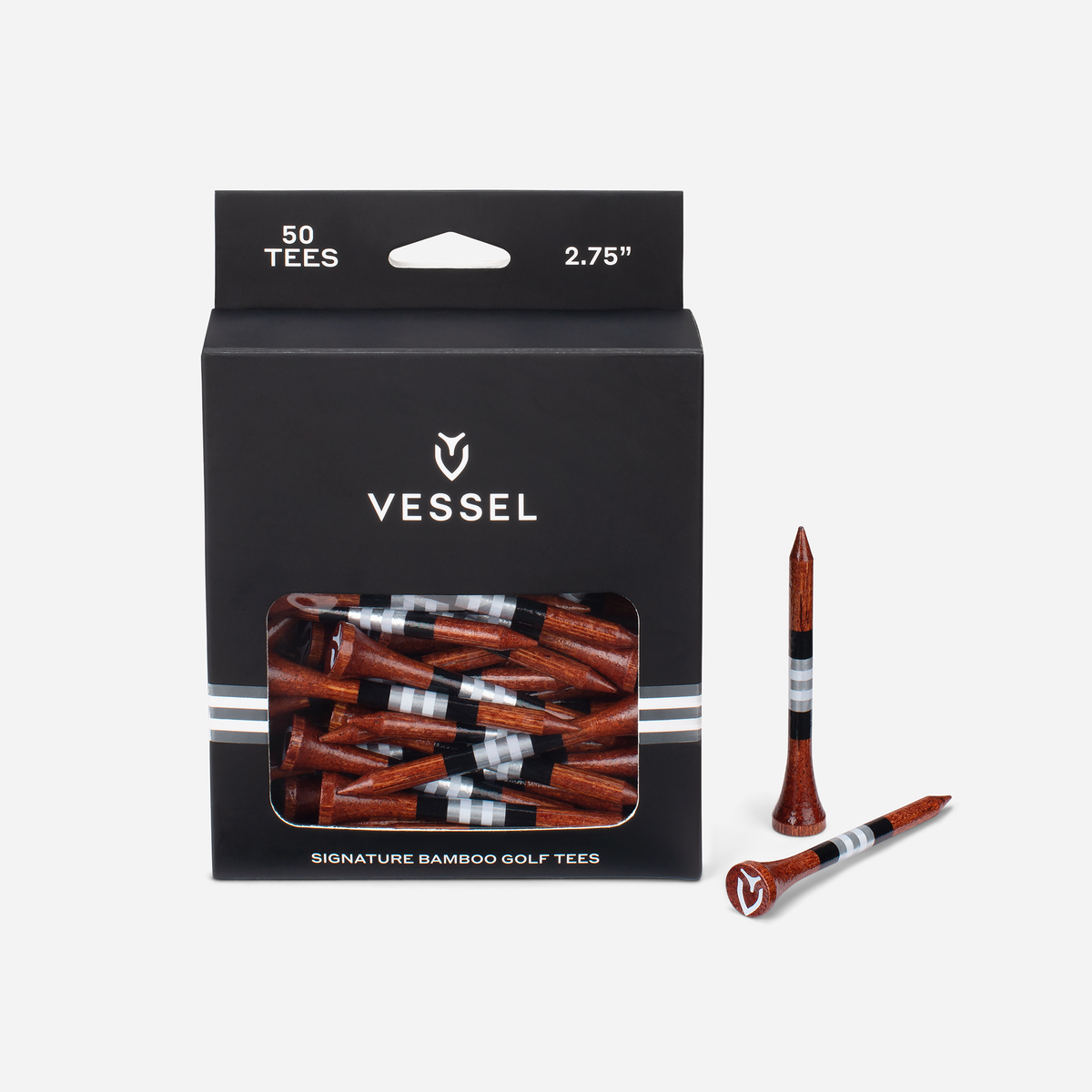 VESSEL Golf Tees in their black cardboard box
