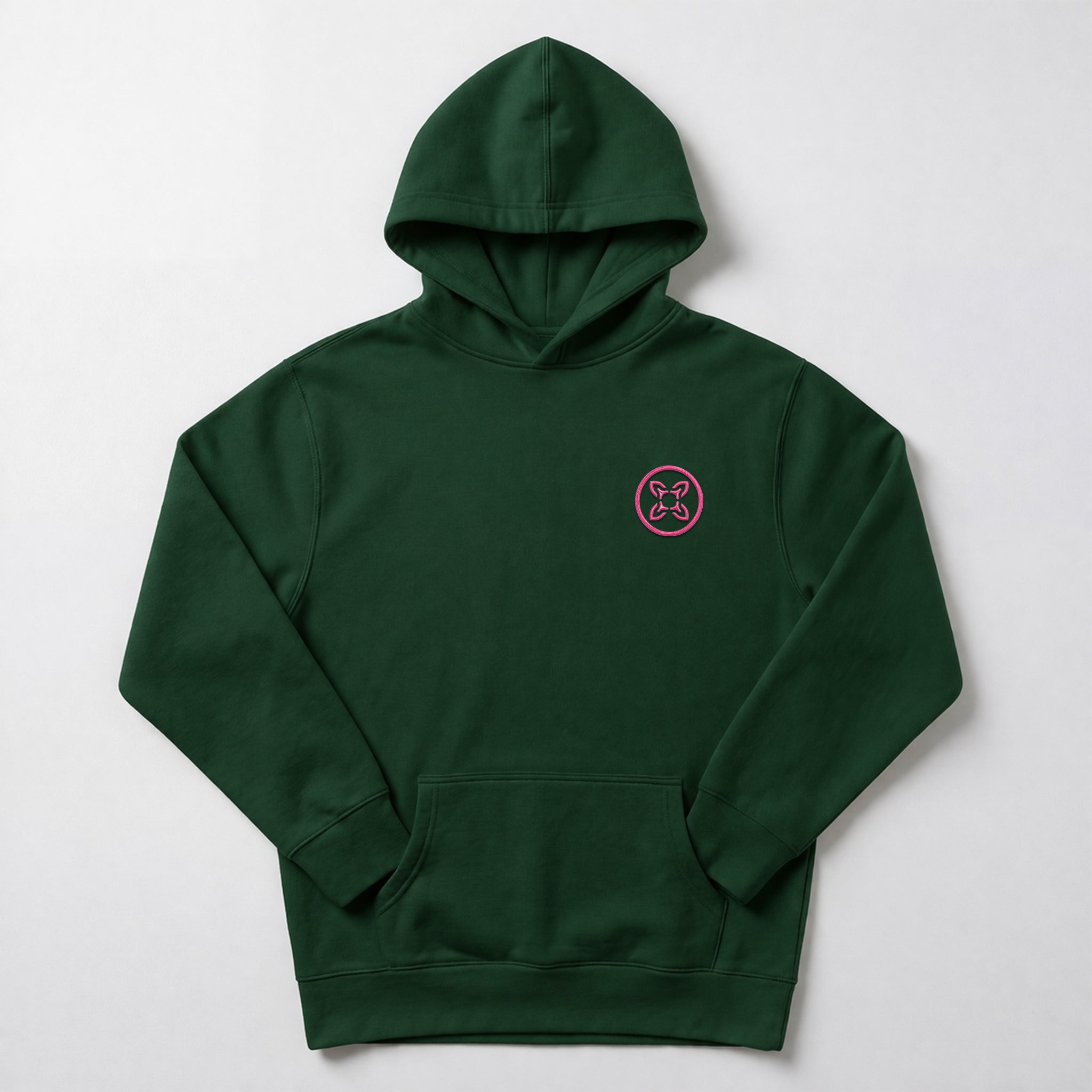 Green hoodie with pink embroidery #color_green