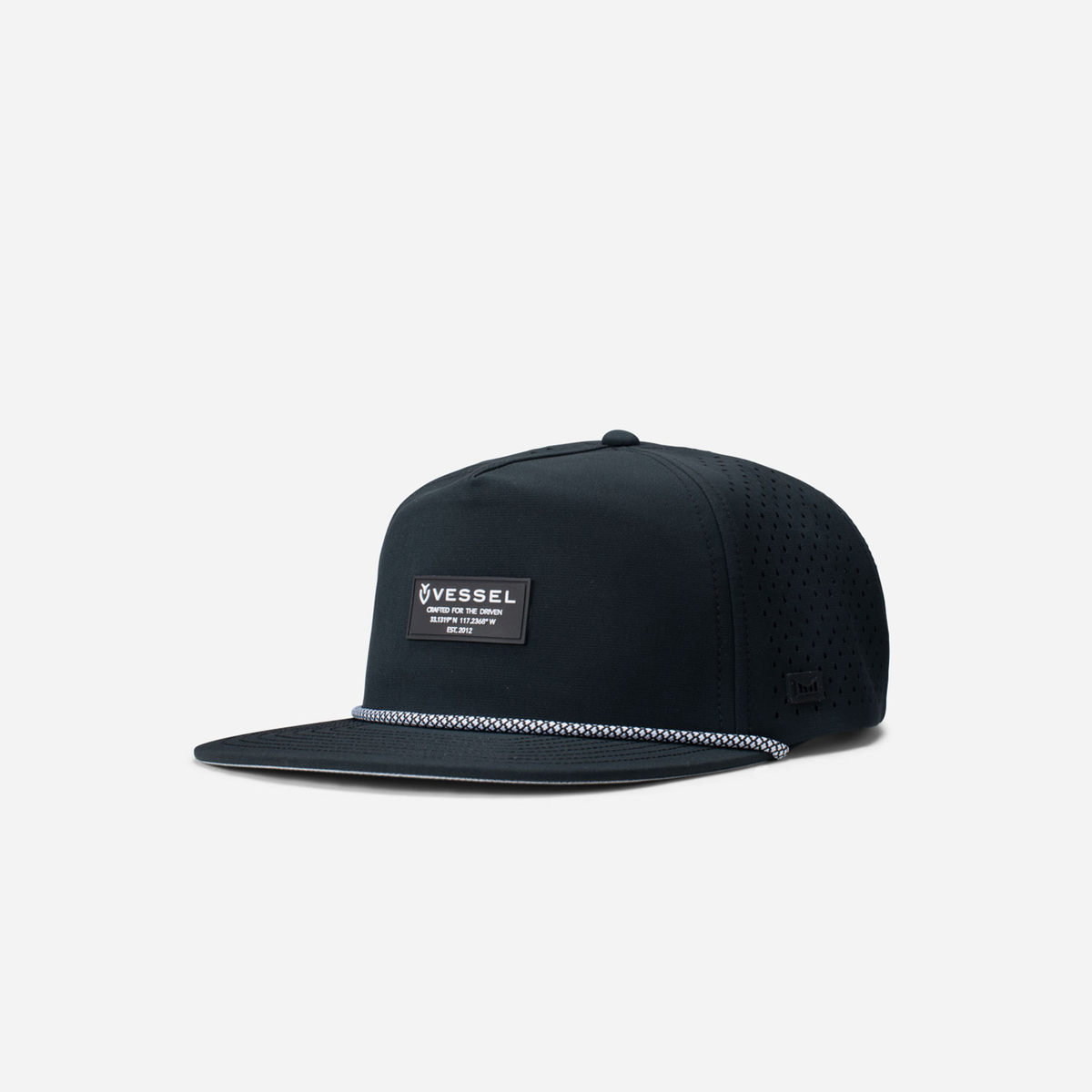 Black Vessel x Melin Coronado Hydro Hat against a white background #color_black