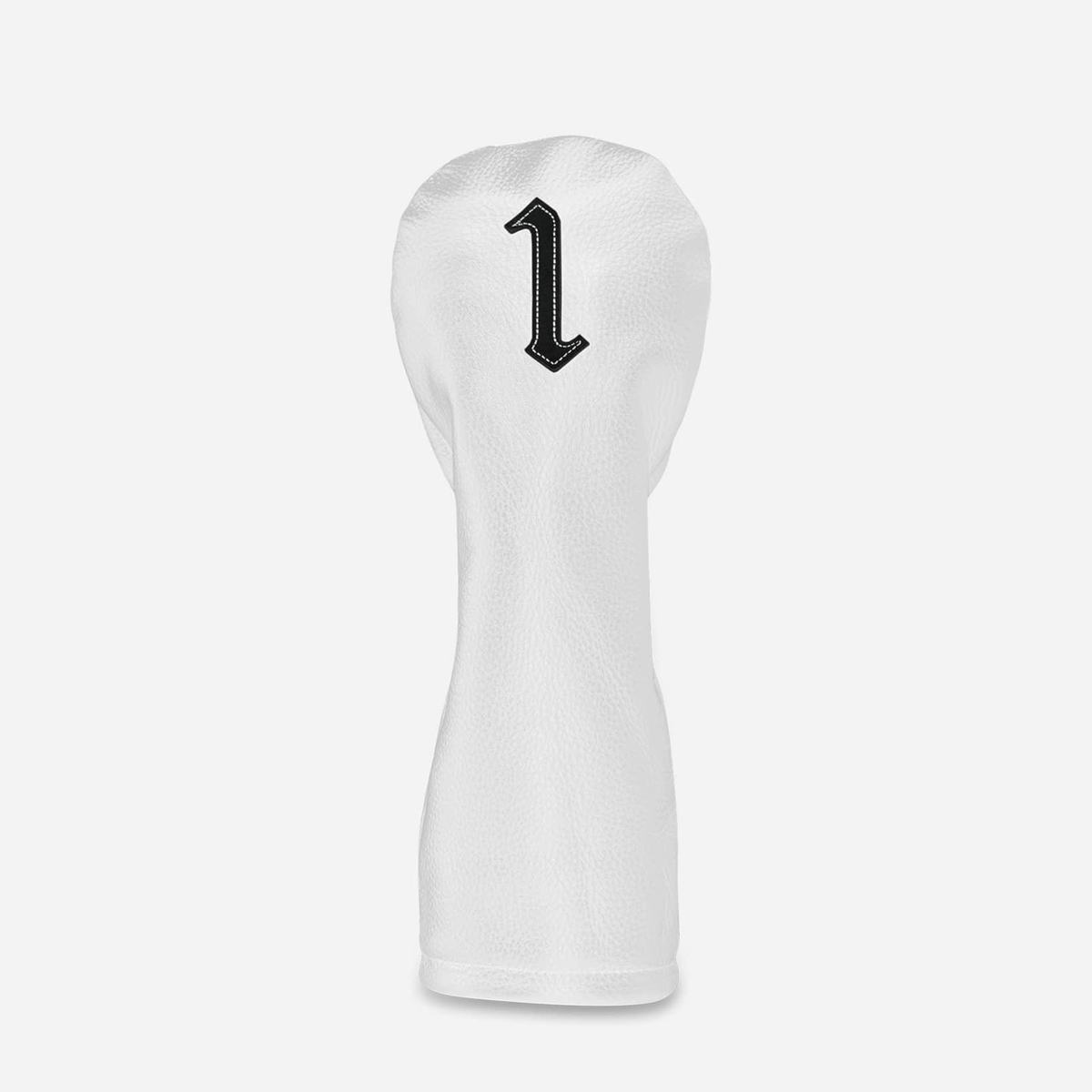Front view of Leather Golf Headcover driver #color_white/black